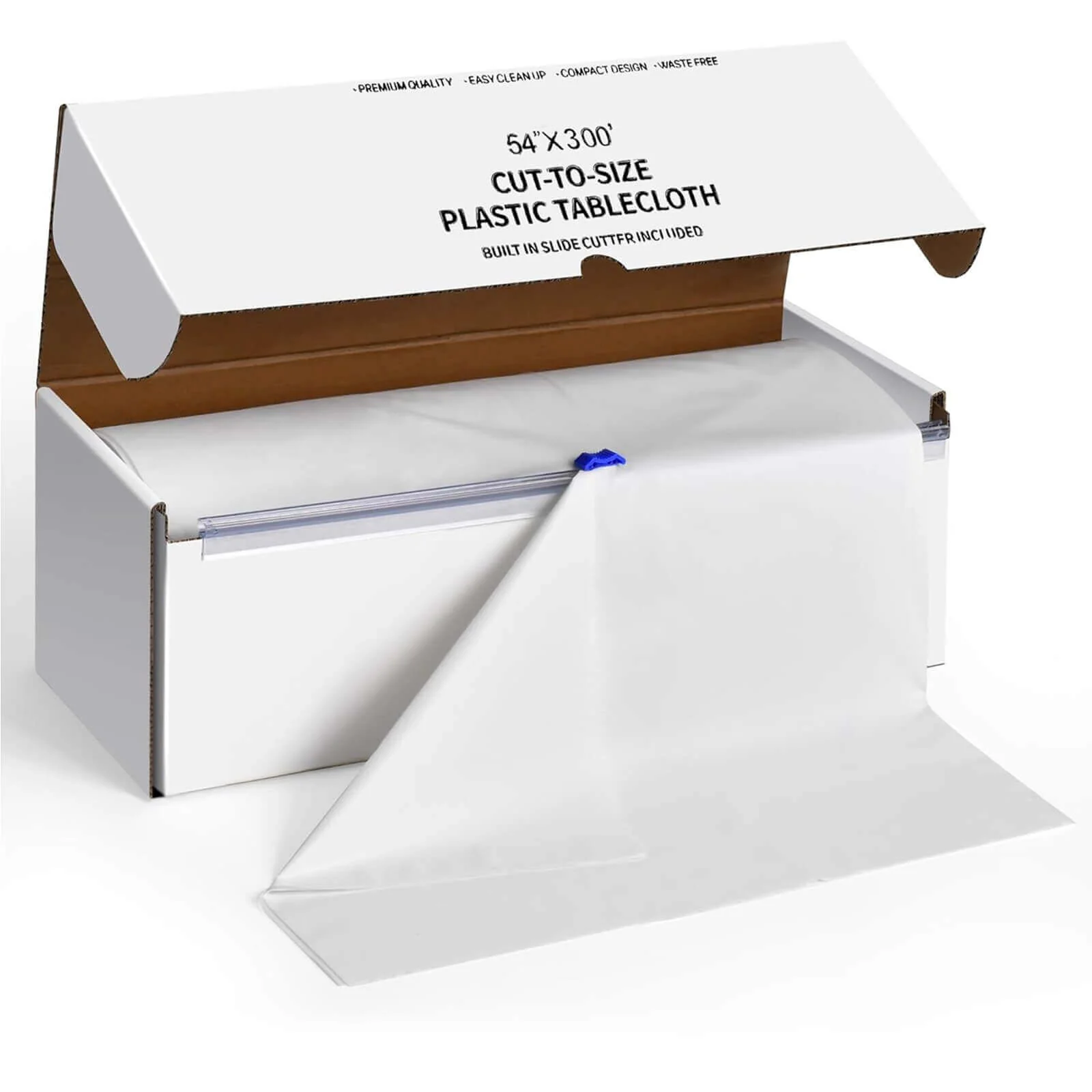 Plastic Table Cover Roll 54"x300ft White with Slide Cutter - Cuts Up to 36 Rectangle 8ft Disposable Tablecloths - Image 4