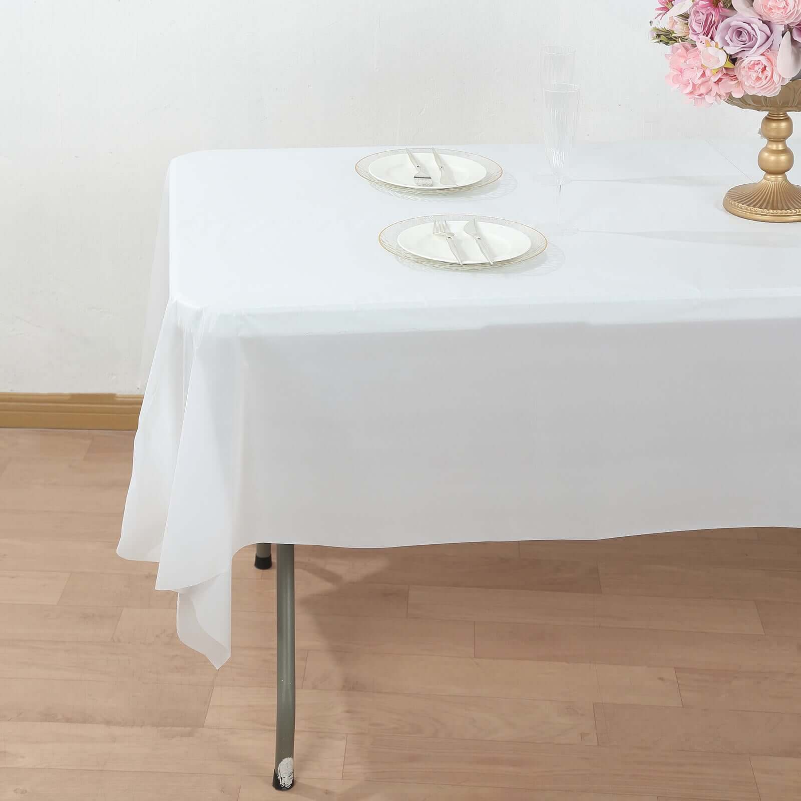 Plastic Table Cover Roll 54"x300ft White with Slide Cutter - Cuts Up to 36 Rectangle 8ft Disposable Tablecloths - Image 6