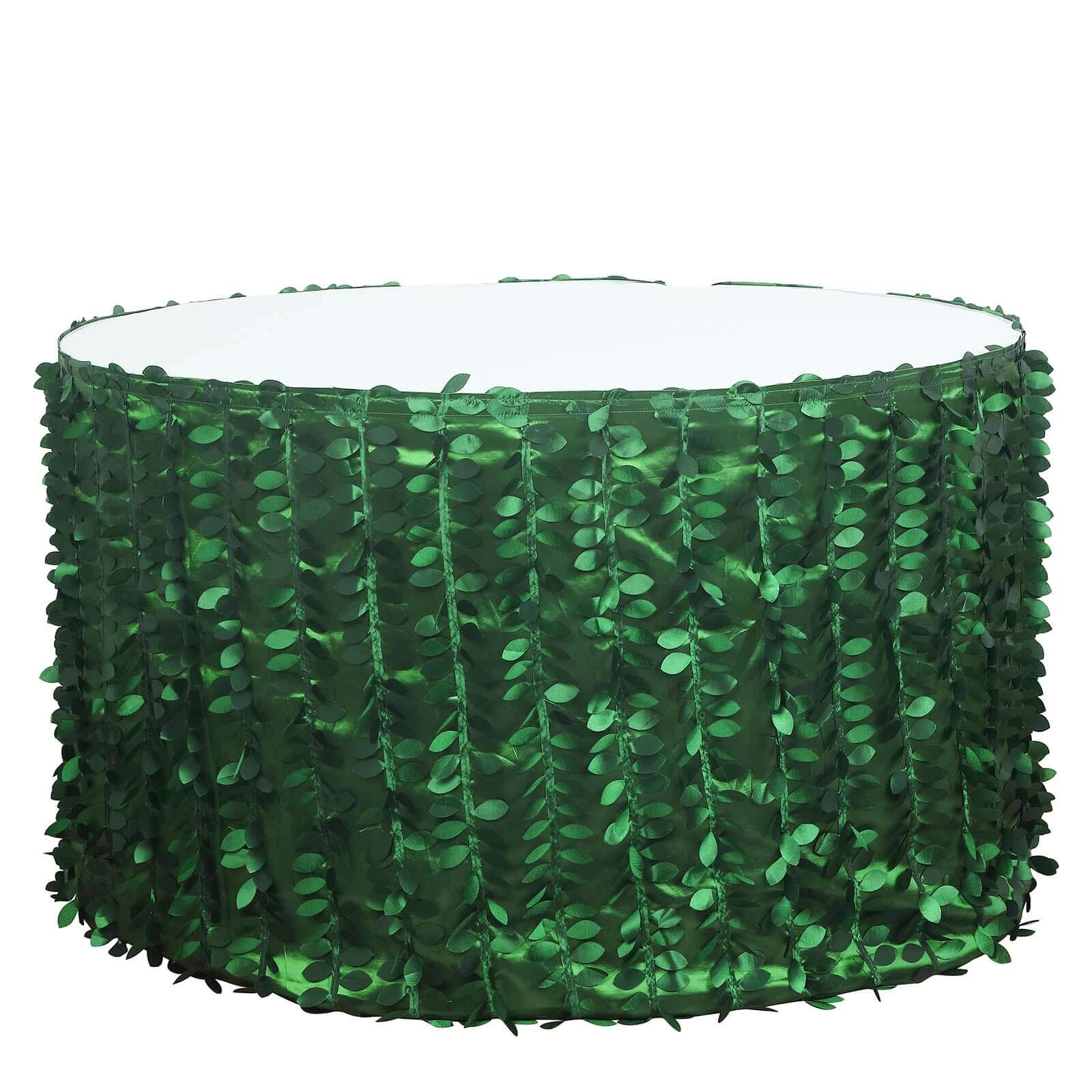 Taffeta Fabric Table Skirt 17ft Green 3D Leaf Petal Design for Exquisite & Stylish Event Table Cover - Image 7