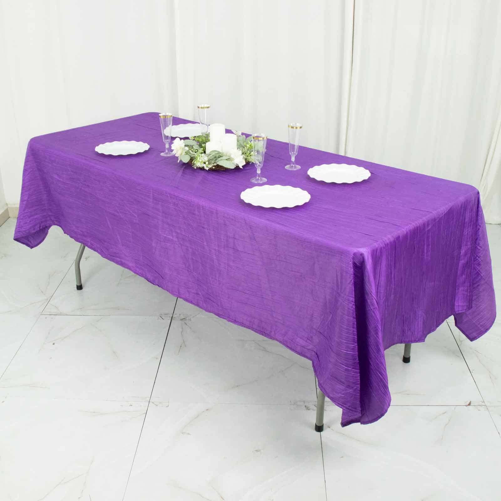 Taffeta Rectangle Tablecloth 60"x102" Purple Accordion Crinkle Table Cover - Image 12