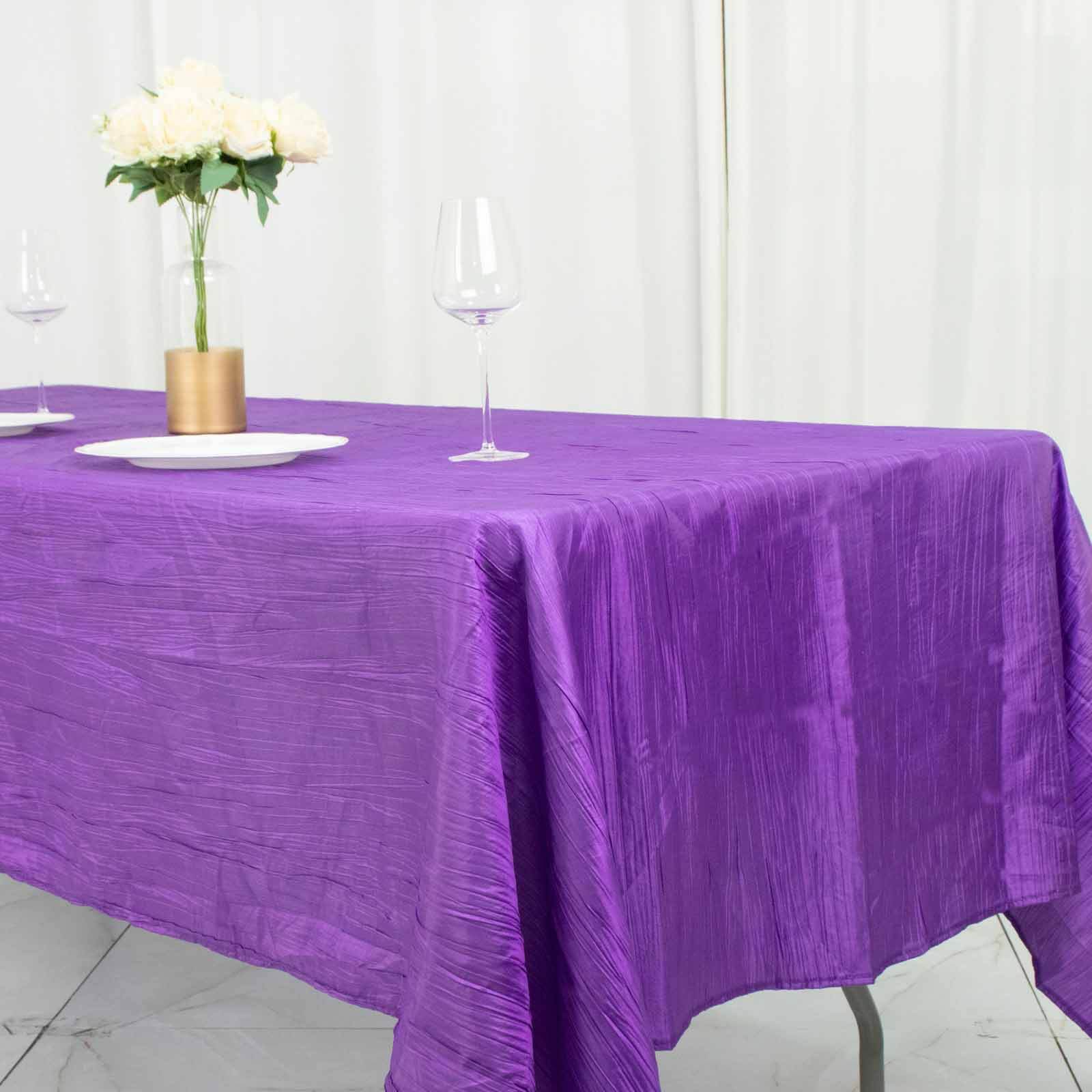 Taffeta Rectangle Tablecloth 60"x102" Purple Accordion Crinkle Table Cover - Image 2