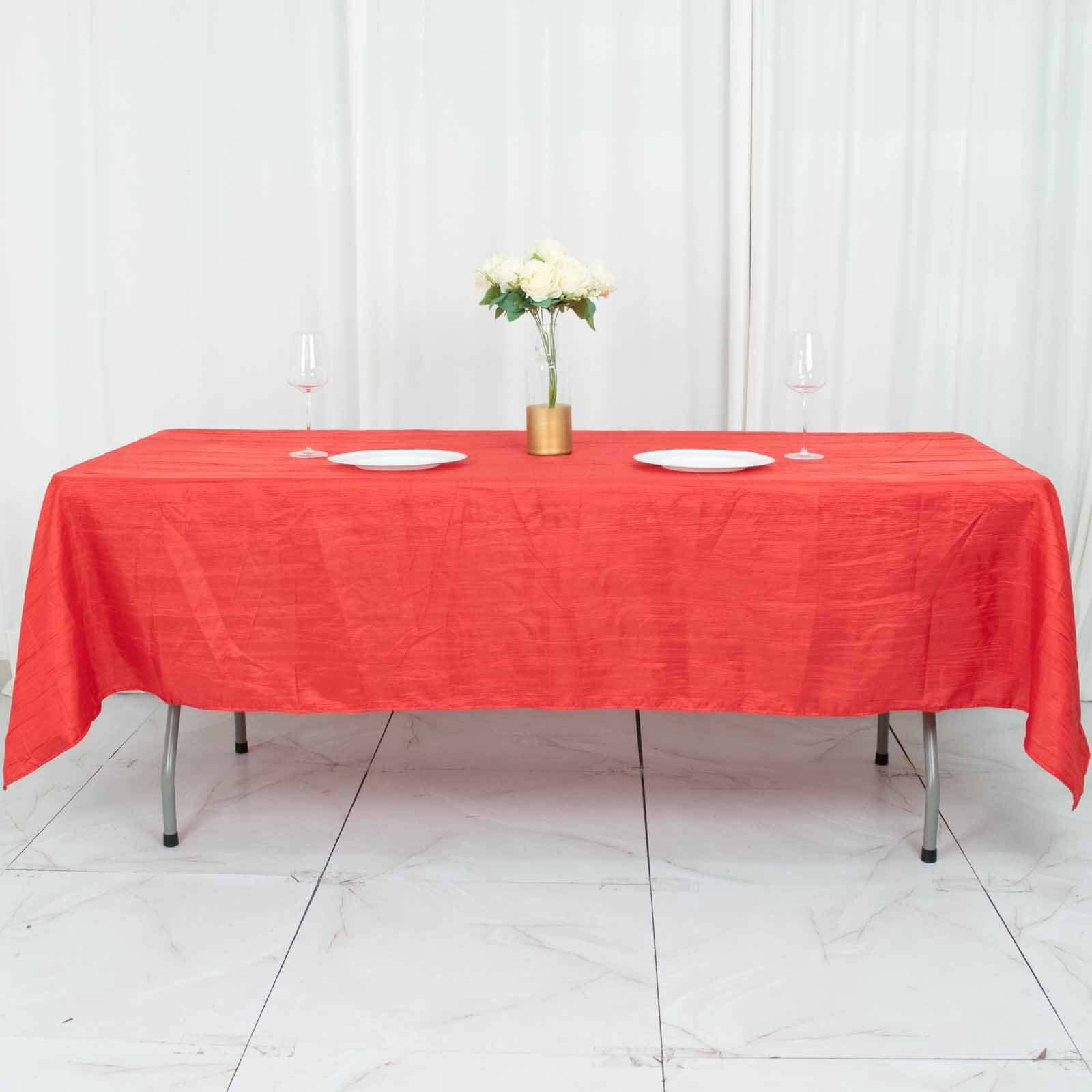 Taffeta Rectangle Tablecloth 60"x102" Red Accordion Crinkle Table Cover - Image 6