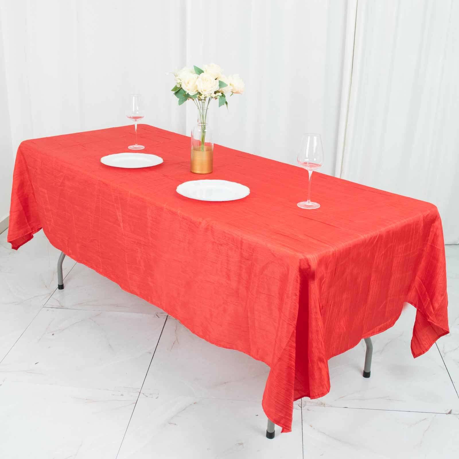 Taffeta Rectangle Tablecloth 60"x102" Red Accordion Crinkle Table Cover - Image 8