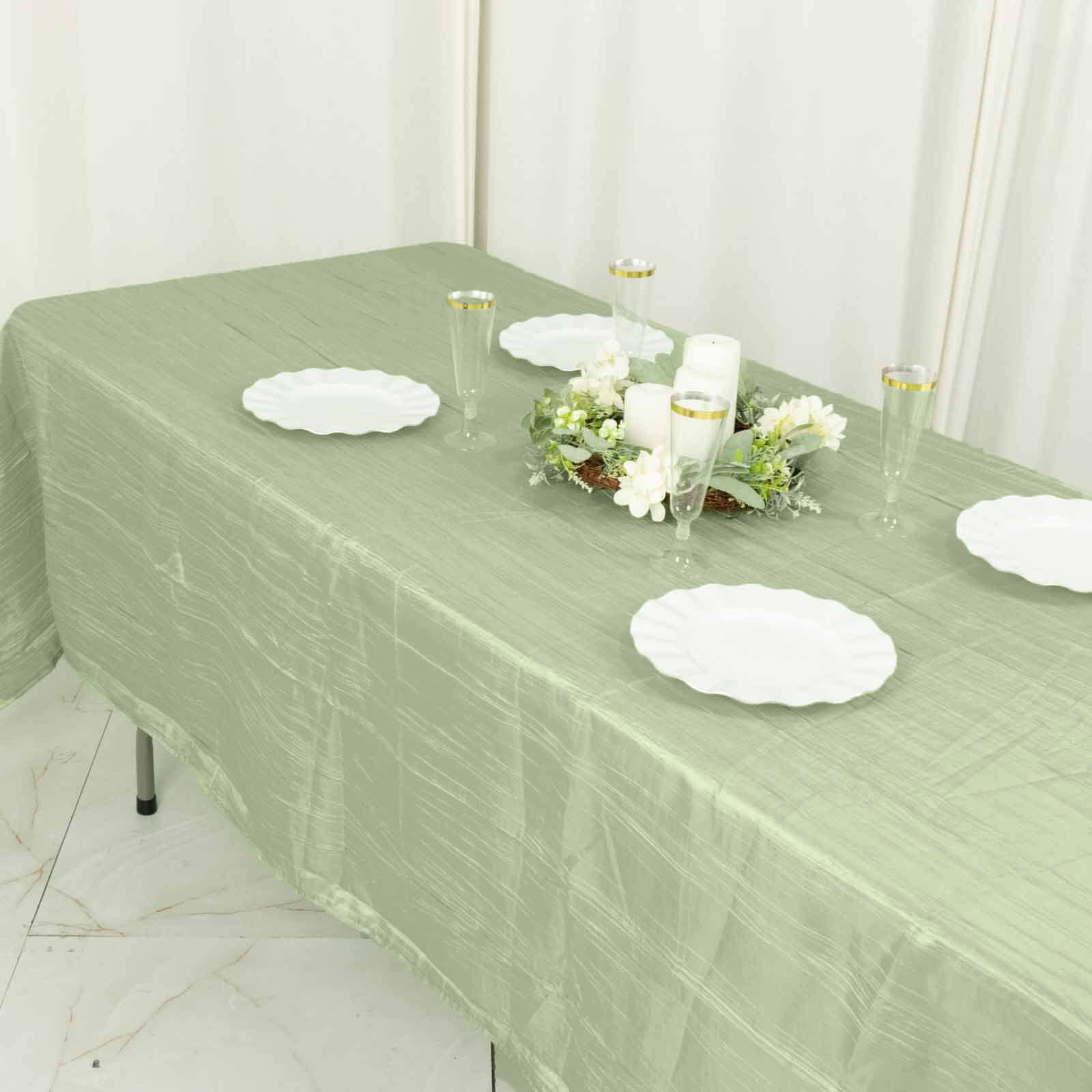 Taffeta Rectangle Tablecloth 60"x102" Sage Green Accordion Crinkle Table Cover - Image 11