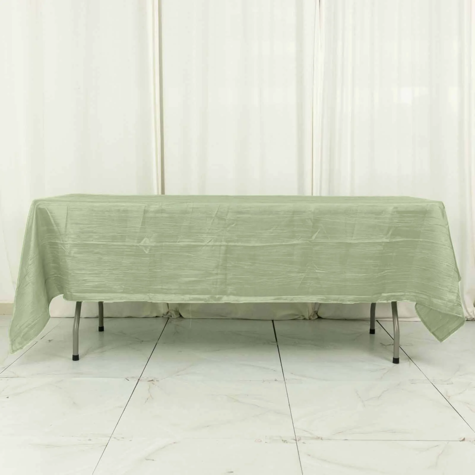 Taffeta Rectangle Tablecloth 60"x102" Sage Green Accordion Crinkle Table Cover - Image 6