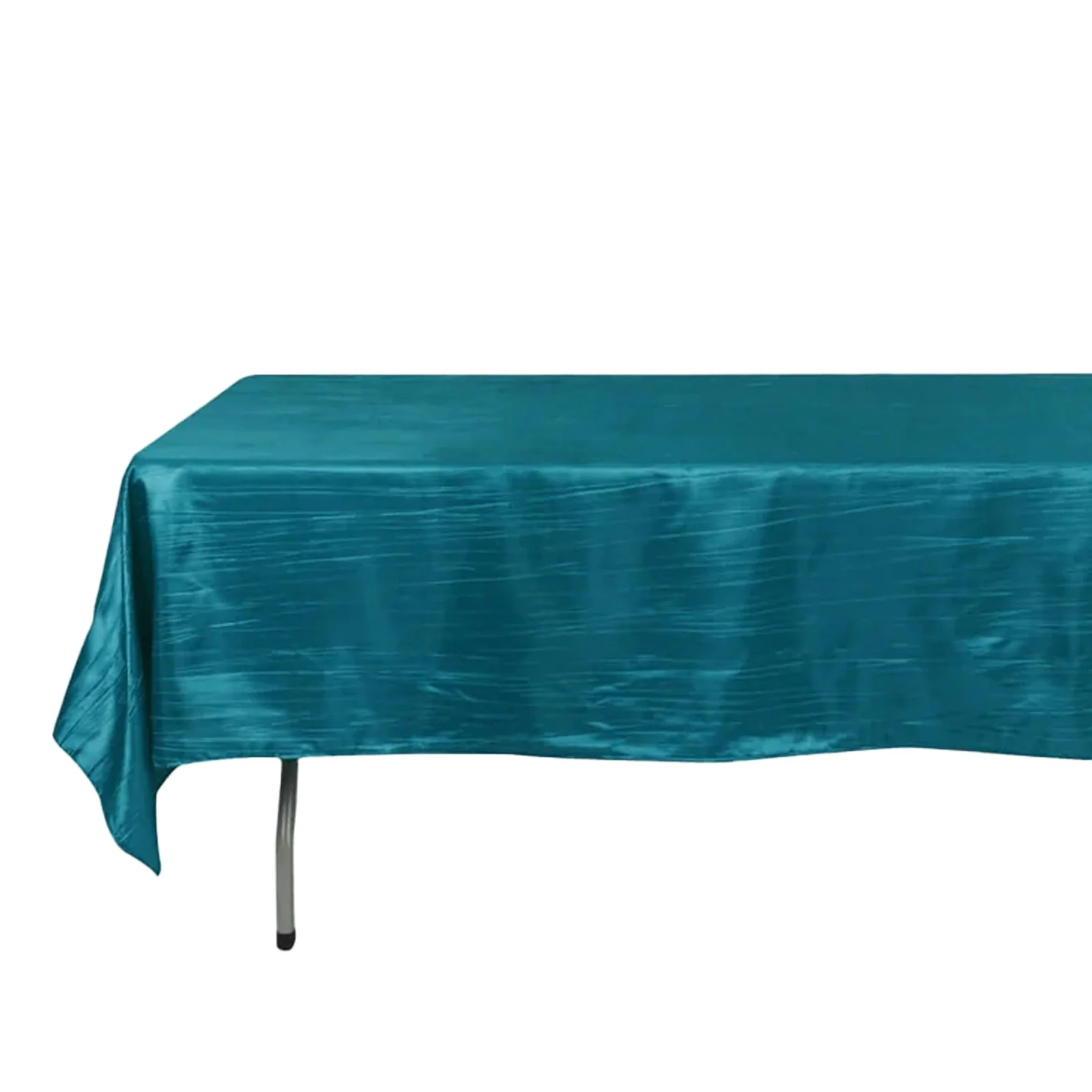 Taffeta Rectangle Tablecloth 60"x102" Teal Accordion Crinkle Table Cover