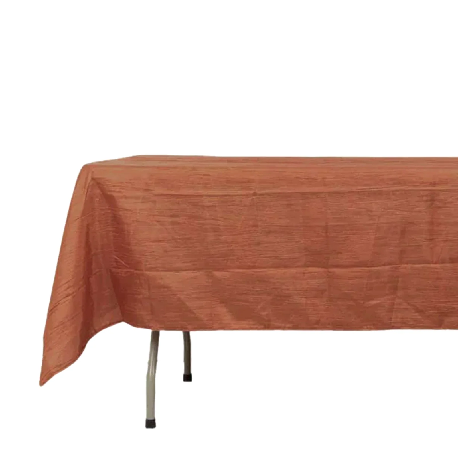 Taffeta Rectangle Tablecloth 60"x102" Terracotta (Rust) Accordion Crinkle Table Cover