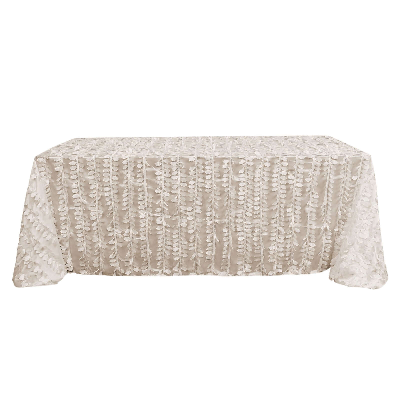 Taffeta Rectangle Tablecloth 90"x132" Beige - 3D Leaf Petal Seamless Table Cover - Image 7