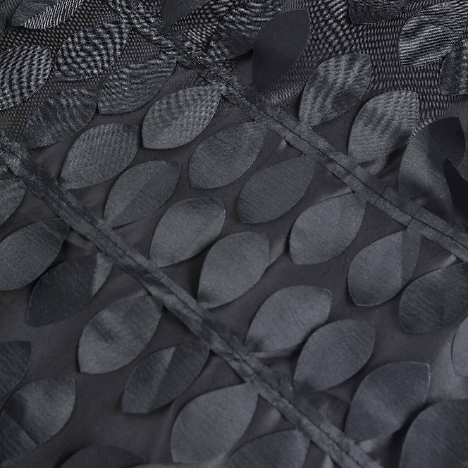 Taffeta Rectangle Tablecloth 90"x132" Black - 3D Leaf Petal Seamless Table Cover for Upscale Table Settings - Image 8
