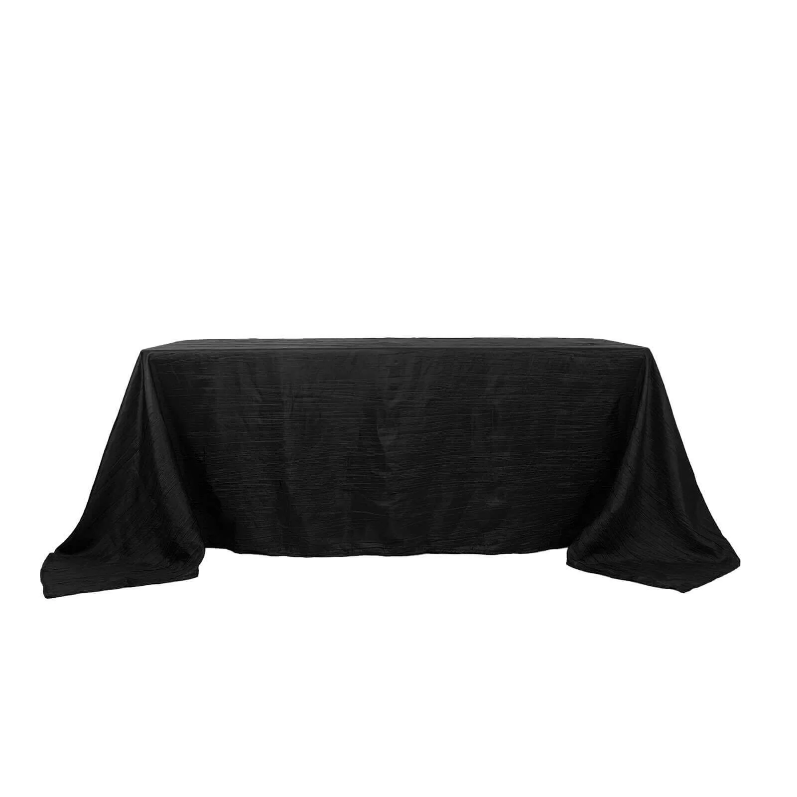Taffeta Rectangle Tablecloth 90"x132" Black with Accordion Crinkle Design - Seamless Finish - Image 10