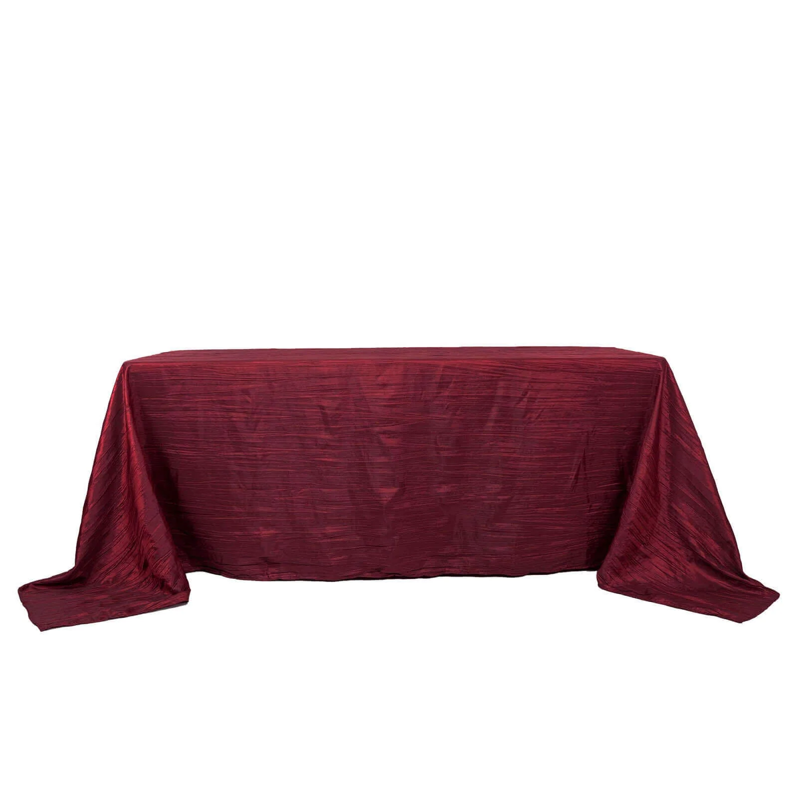 Taffeta Rectangle Tablecloth 90"x132" Burgundy with Accordion Crinkle Design - Seamless Finish - Image 10