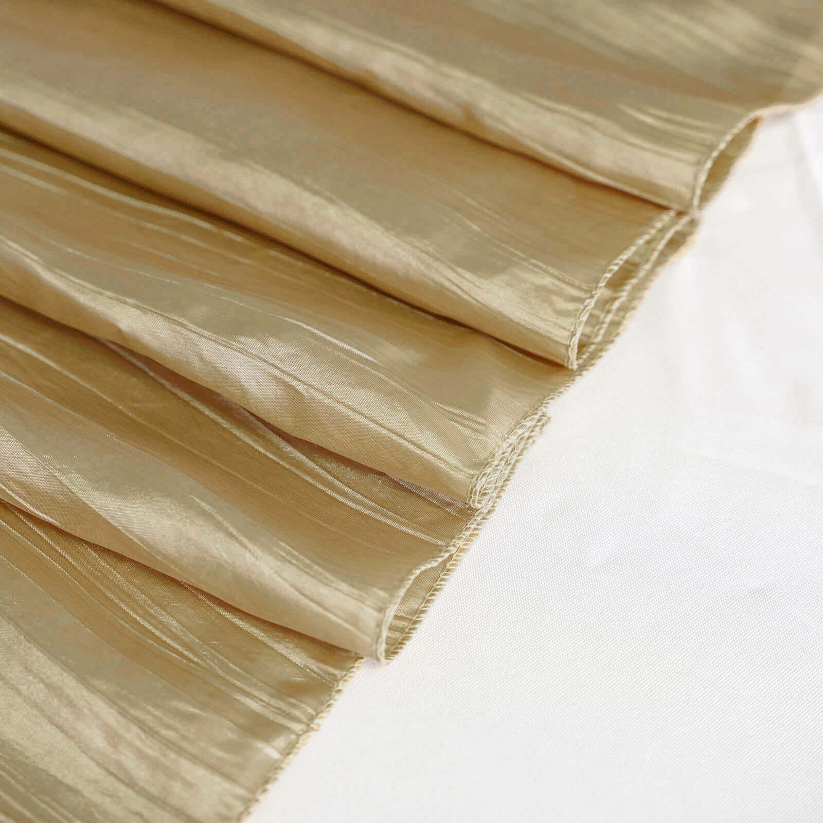 Taffeta Rectangle Tablecloth 90"x132" Gold with Accordion Crinkle Design - Seamless Finish for Refined Events - Image 8