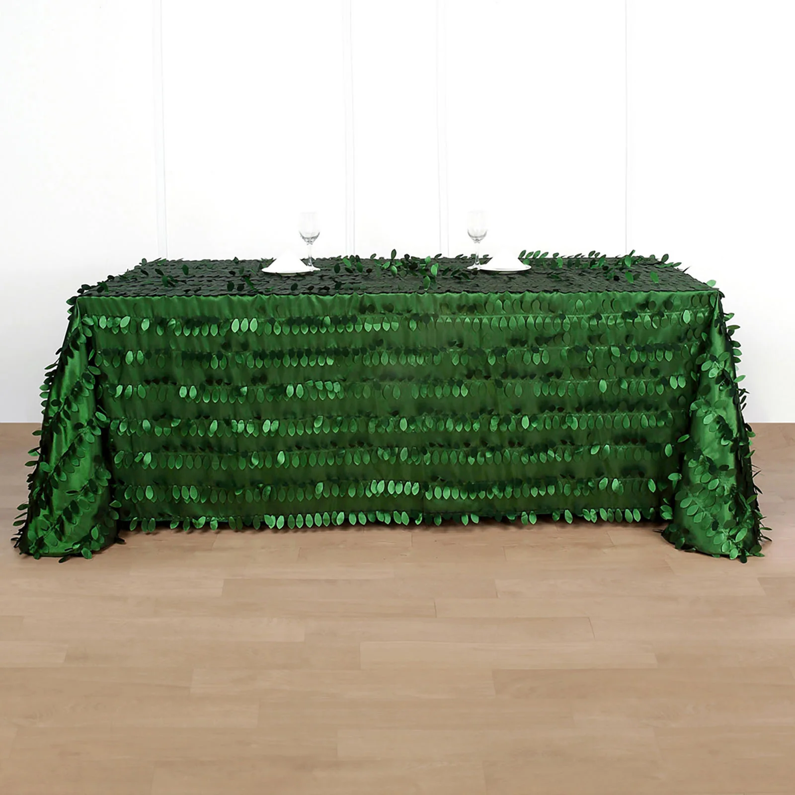Taffeta Rectangle Tablecloth 90"x132" Green - 3D Leaf Petal Seamless Table Cover - Image 7