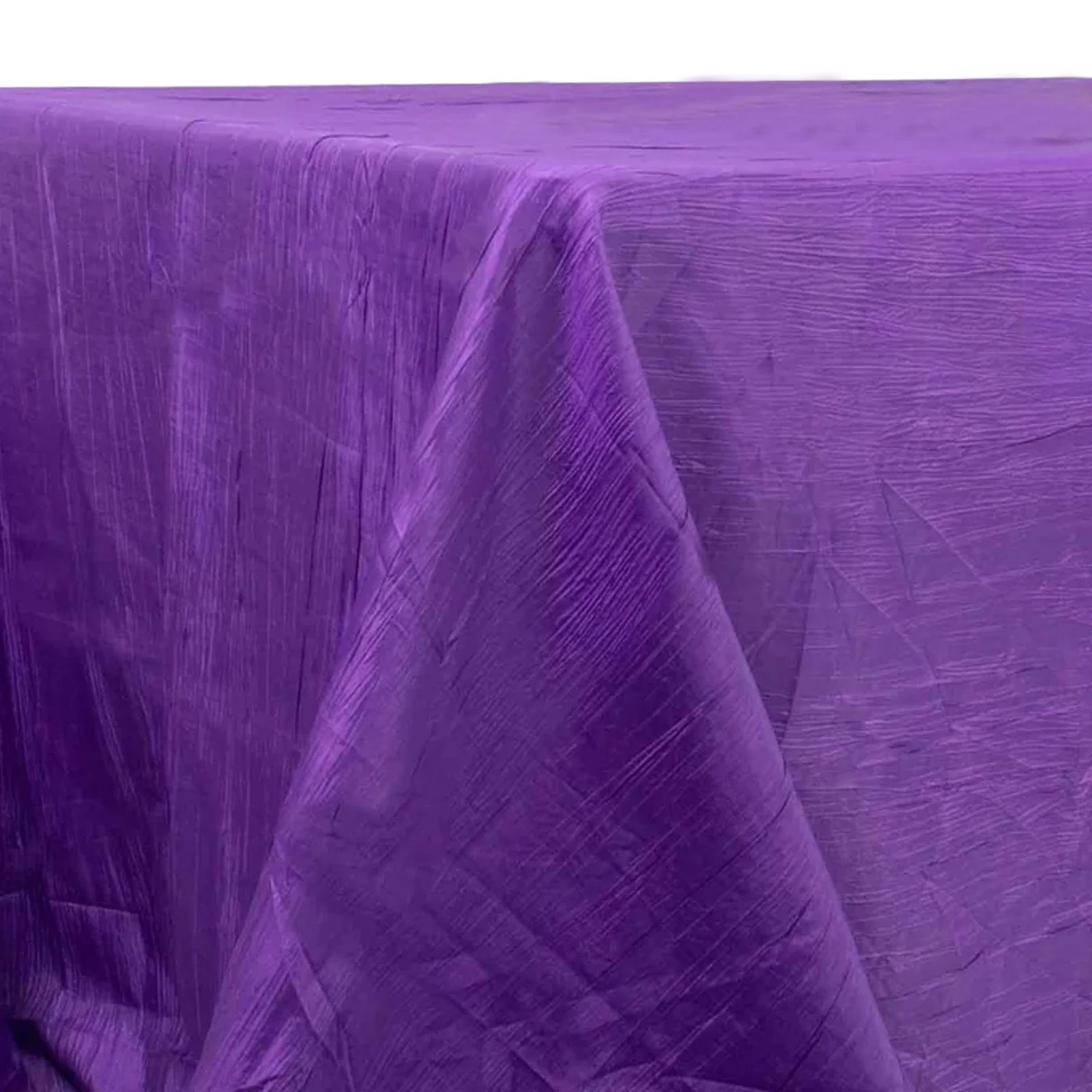 Taffeta Rectangle Tablecloth 90"x132" Purple with Accordion Crinkle Design - Seamless Finish