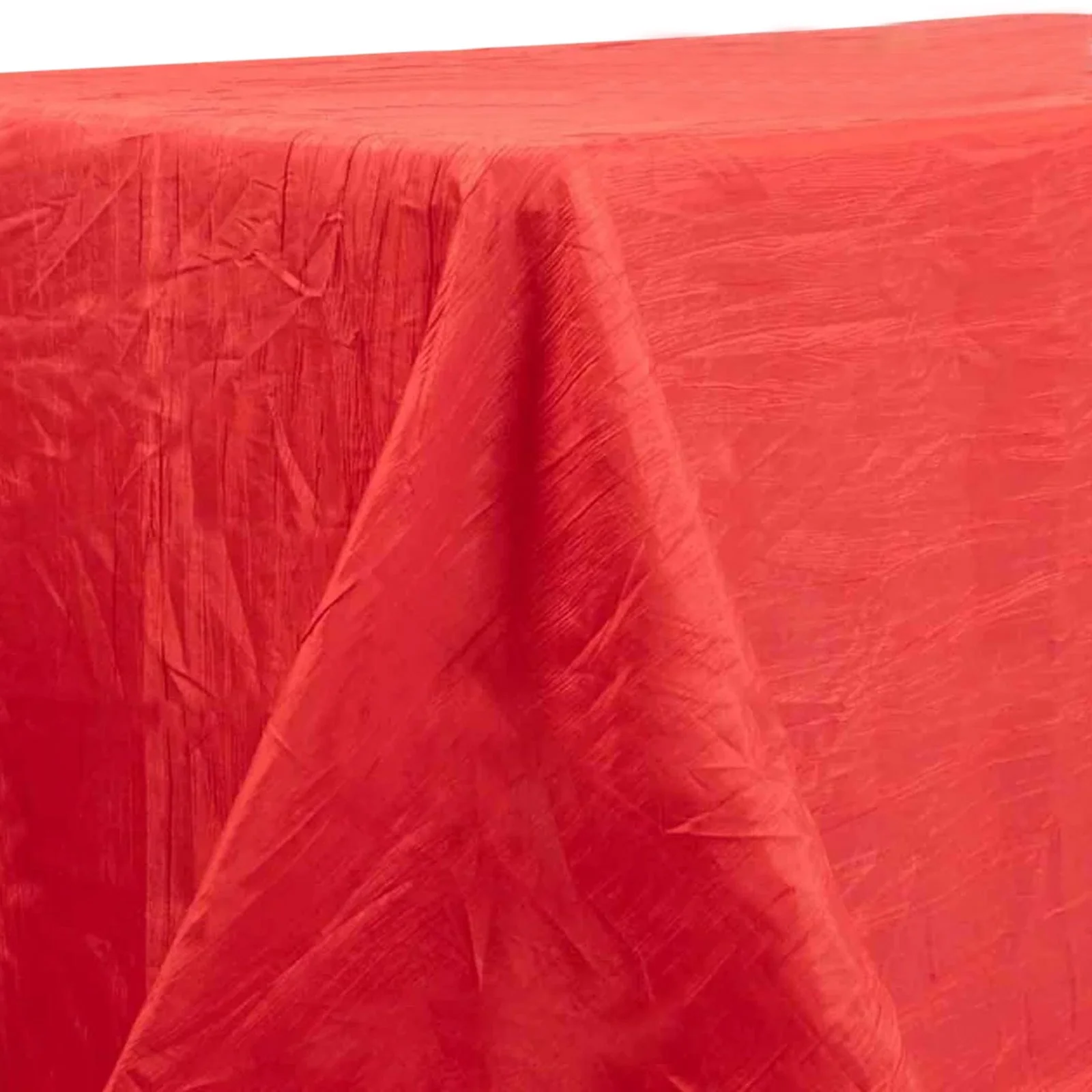 Taffeta Rectangle Tablecloth 90"x132" Red with Accordion Crinkle Design - Seamless Finish