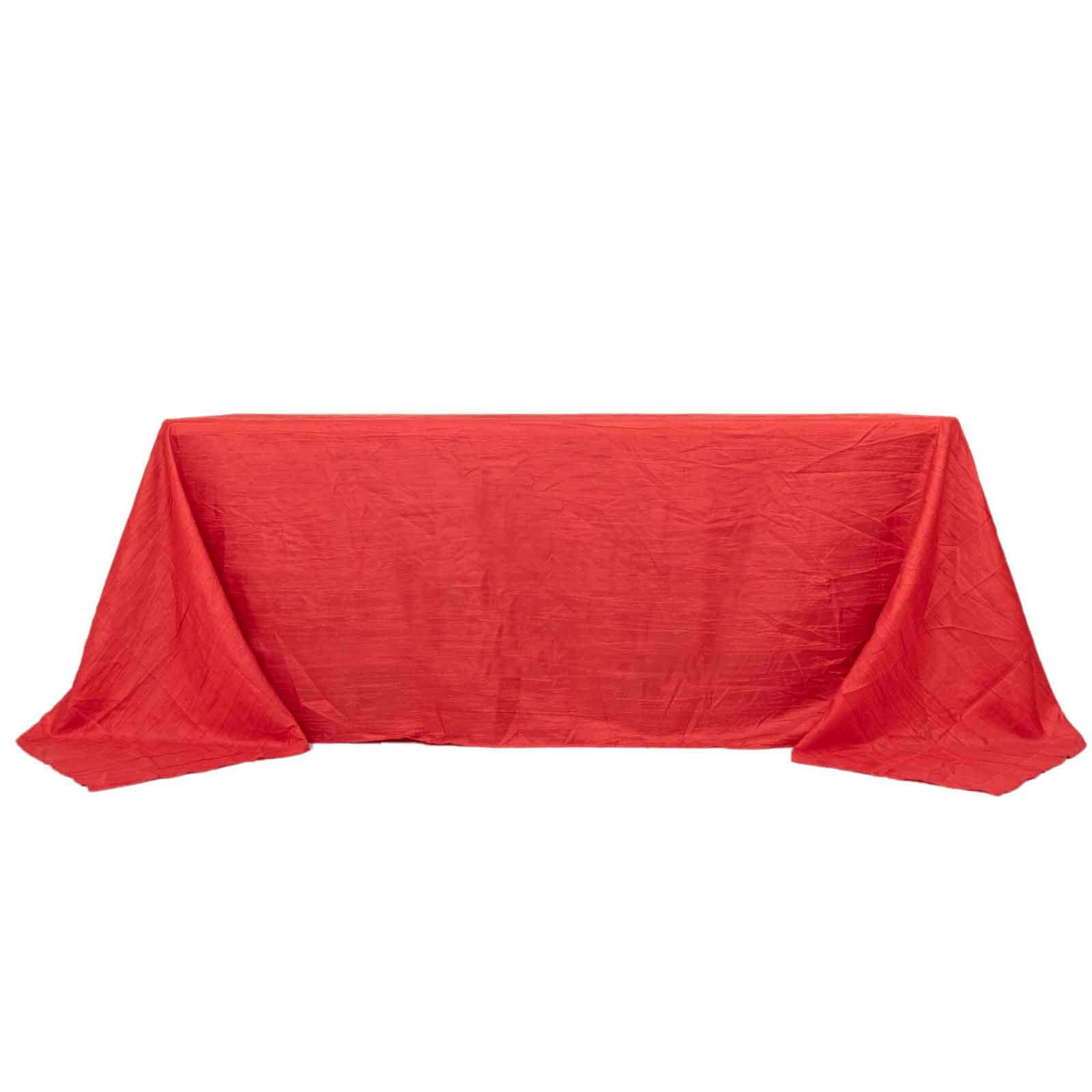 Taffeta Rectangle Tablecloth 90"x132" Red with Accordion Crinkle Design - Seamless Finish - Image 10