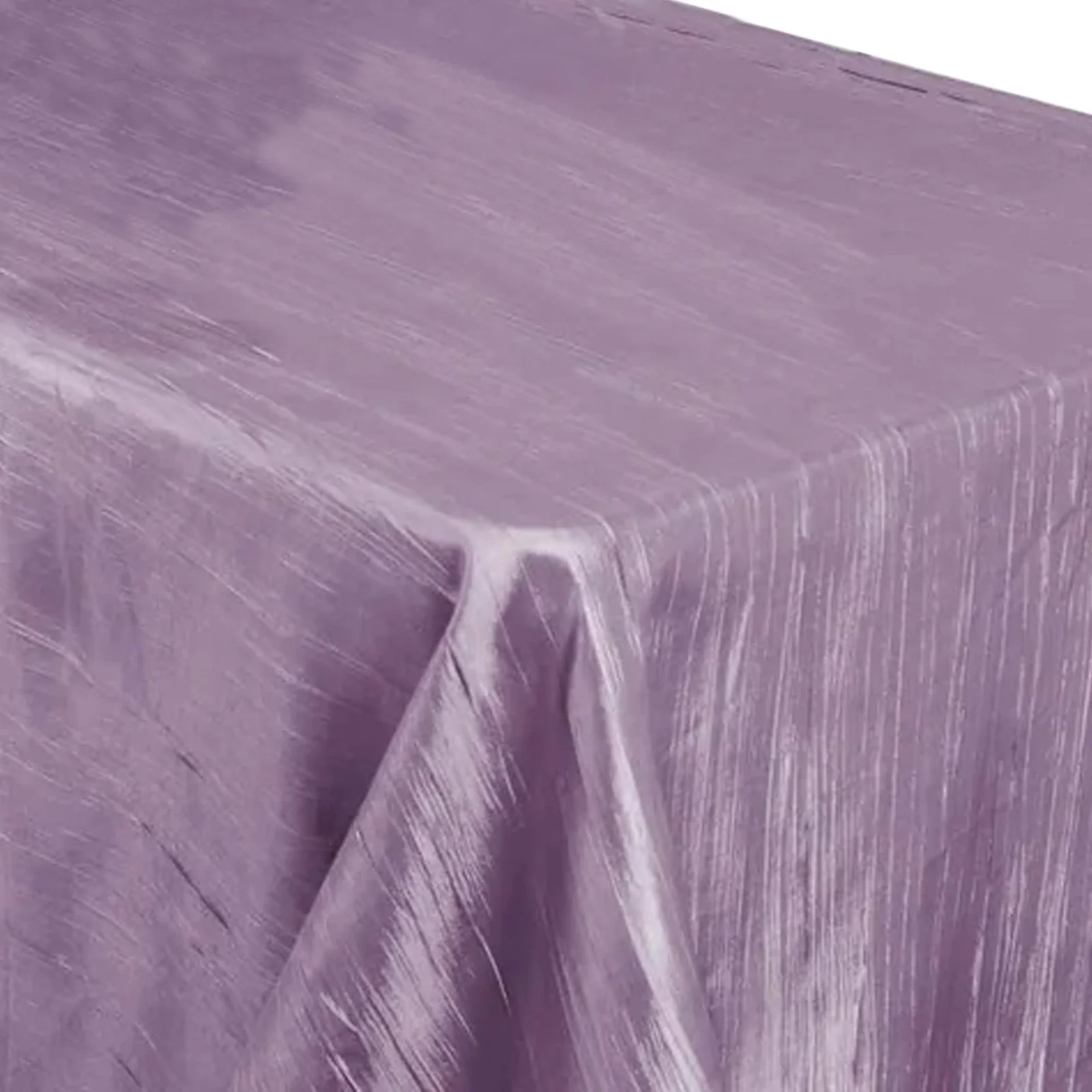 Taffeta Rectangle Tablecloth 90"x132" Violet Amethyst with Accordion Crinkle Design - Seamless Finish