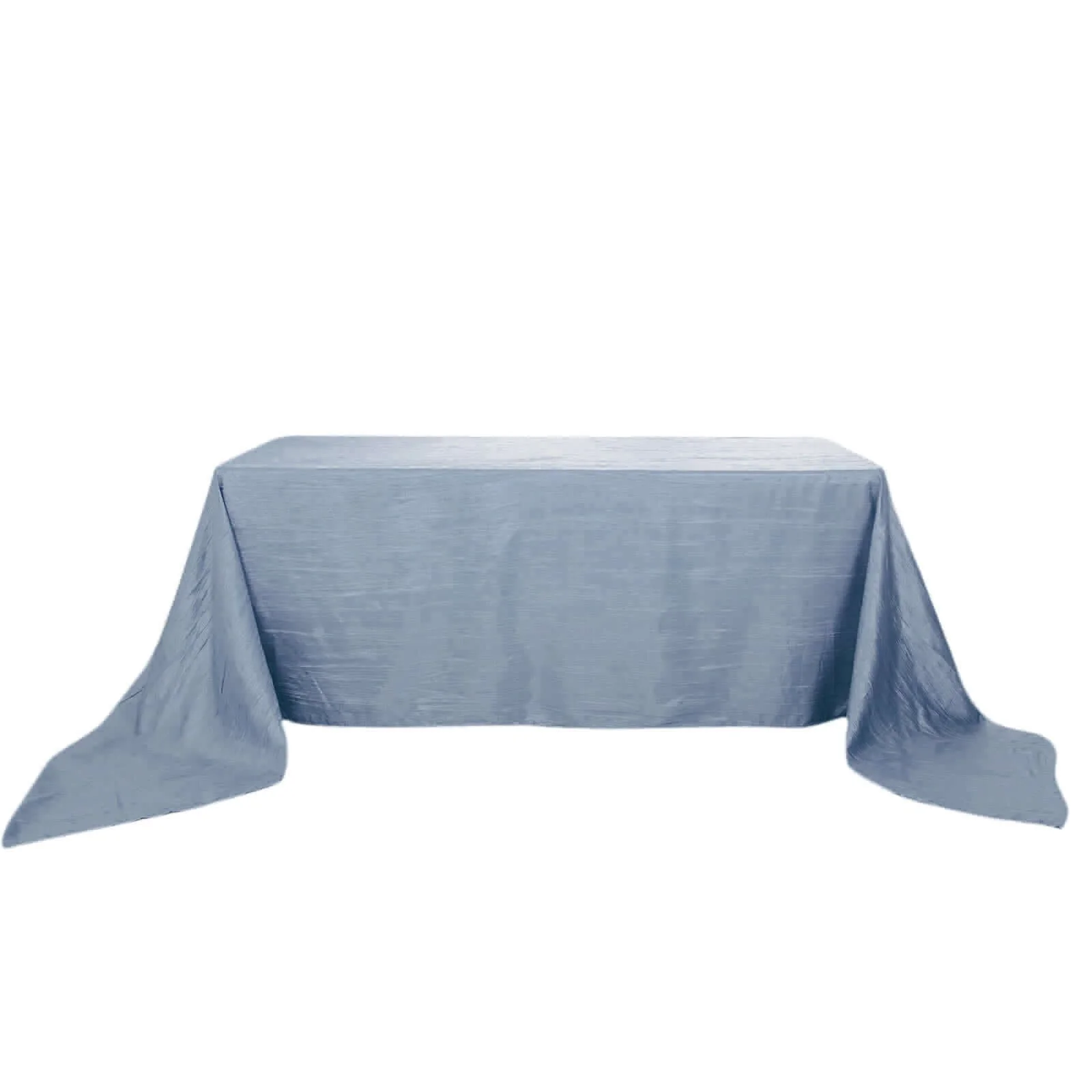 Taffeta Rectangle Tablecloth 90"x156" Dusty Blue with Accordion Crinkle Design - Seamless Finish - Image 6