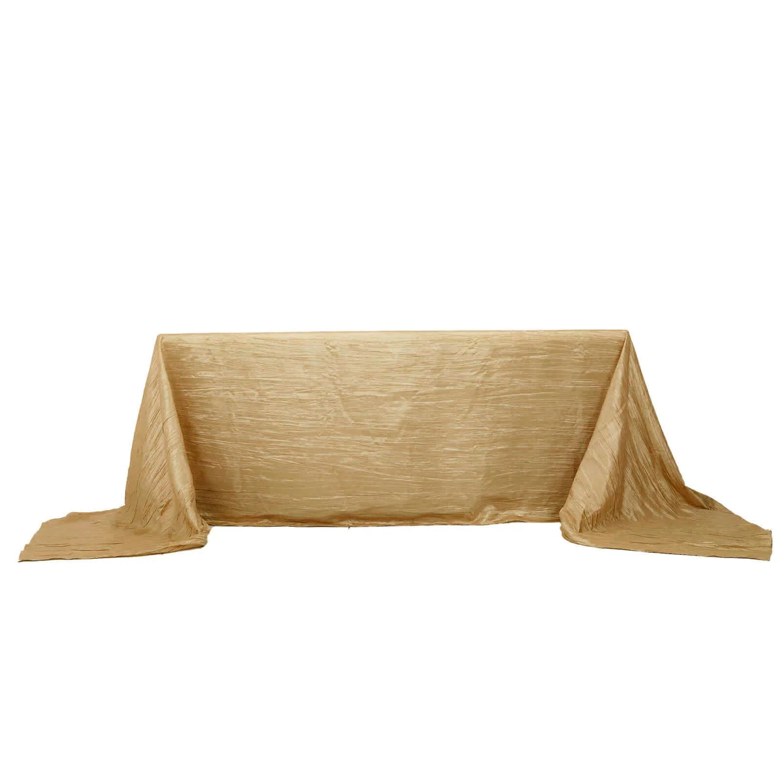 Taffeta Rectangle Tablecloth 90"x156" Gold with Accordion Crinkle Design - Seamless Finish for Upscale Occasions - Image 6