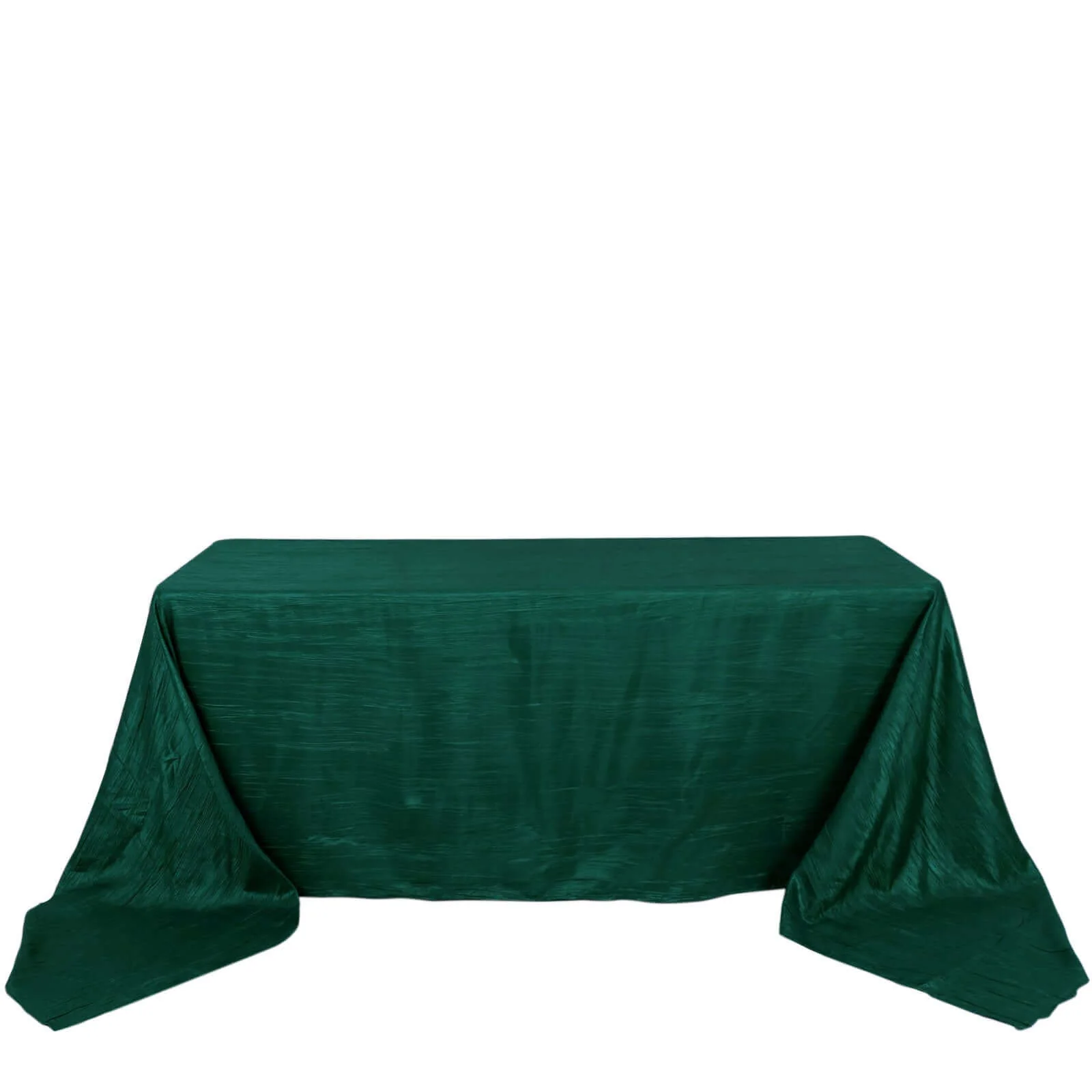 Taffeta Rectangle Tablecloth 90"x156" Hunter Emerald Green with Accordion Crinkle Design - Seamless Finish - Image 5