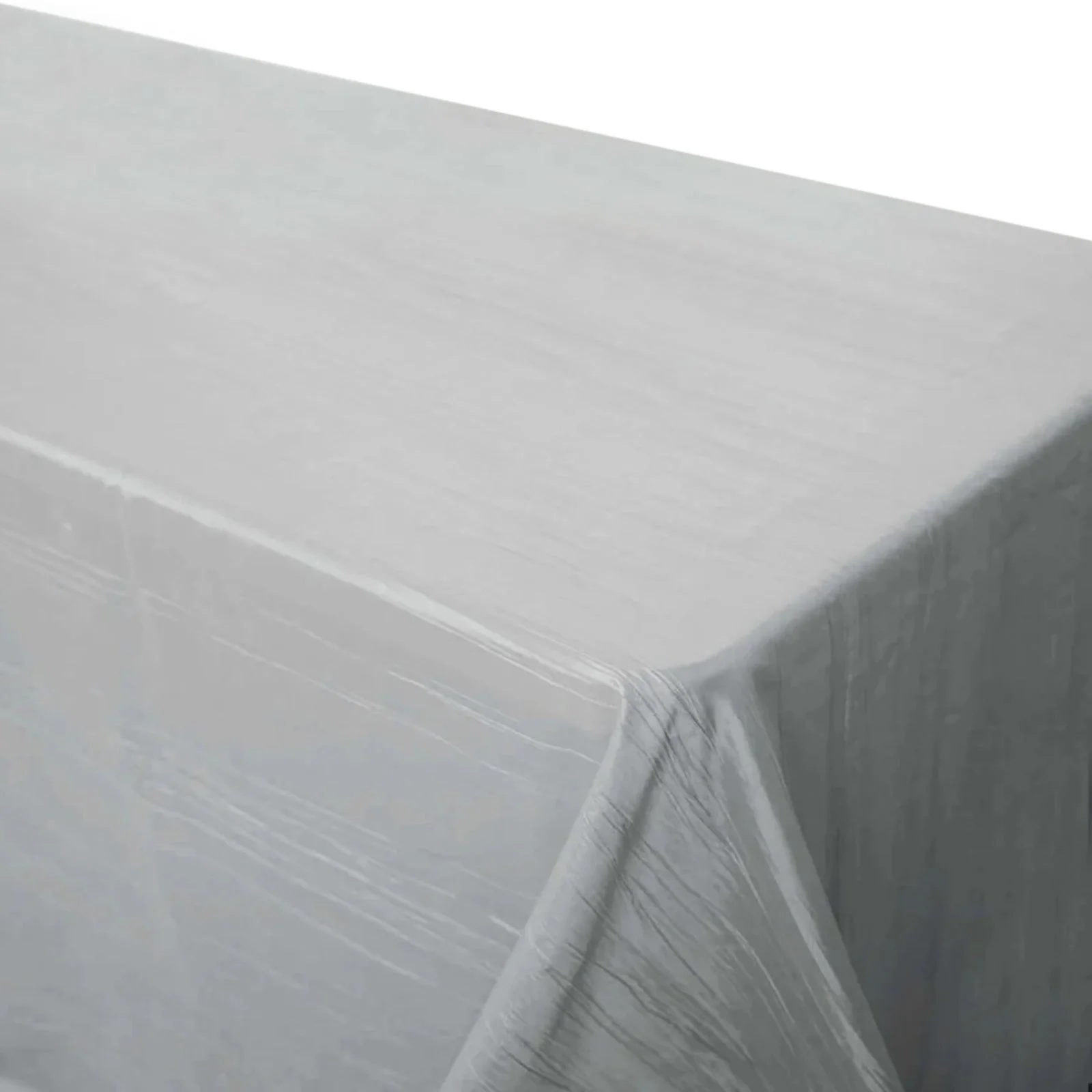 Taffeta Rectangle Tablecloth 90"x156" Silver with Accordion Crinkle Design - Seamless Finish