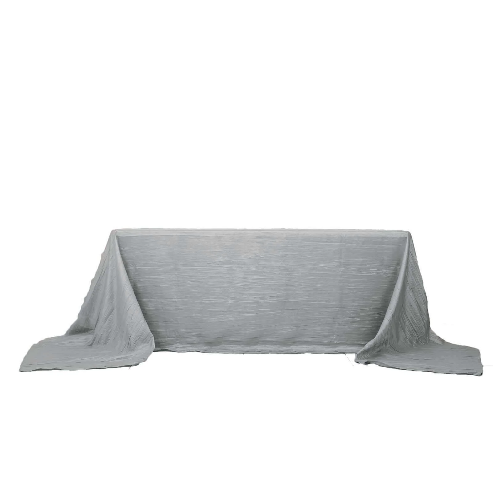 Taffeta Rectangle Tablecloth 90"x156" Silver with Accordion Crinkle Design - Seamless Finish - Image 6