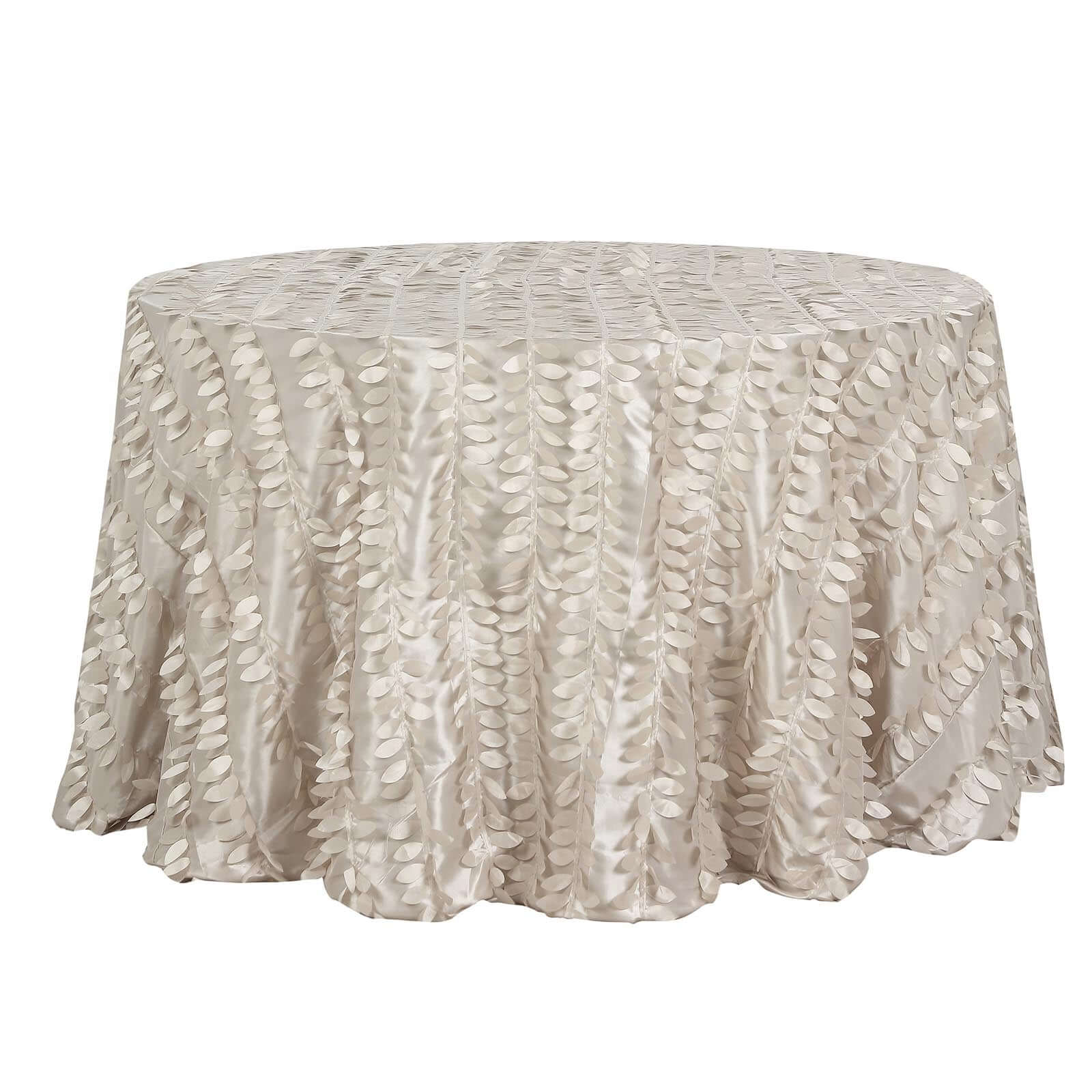 Taffeta Round Tablecloth 120" Beige - 3D Leaf Petal Seamless Table Cover - Image 7