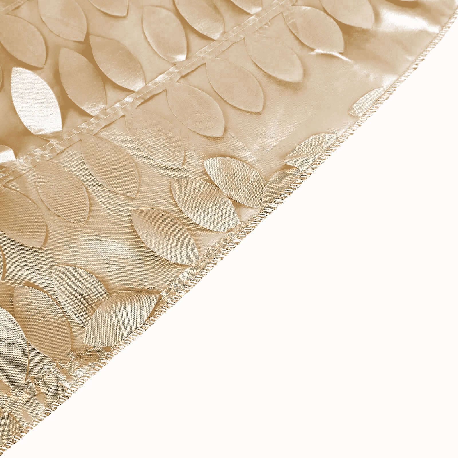 Taffeta Round Tablecloth 120" Champagne - 3D Leaf Petal Seamless Table Cover - Image 10