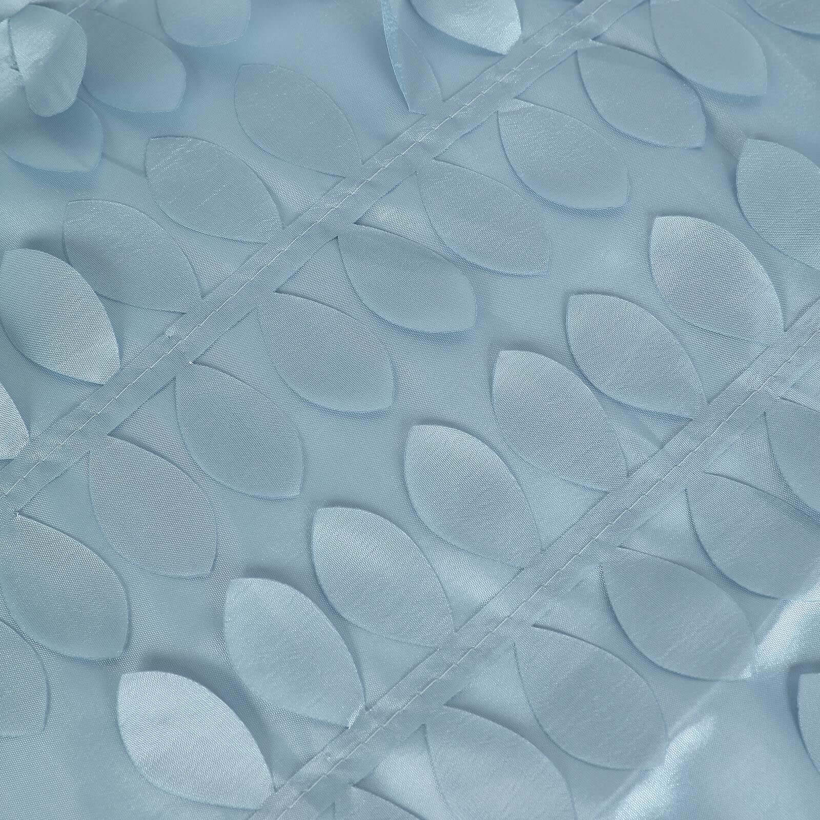 Taffeta Round Tablecloth 120" Dusty Blue - 3D Leaf Petal Seamless Table Cover - Image 8