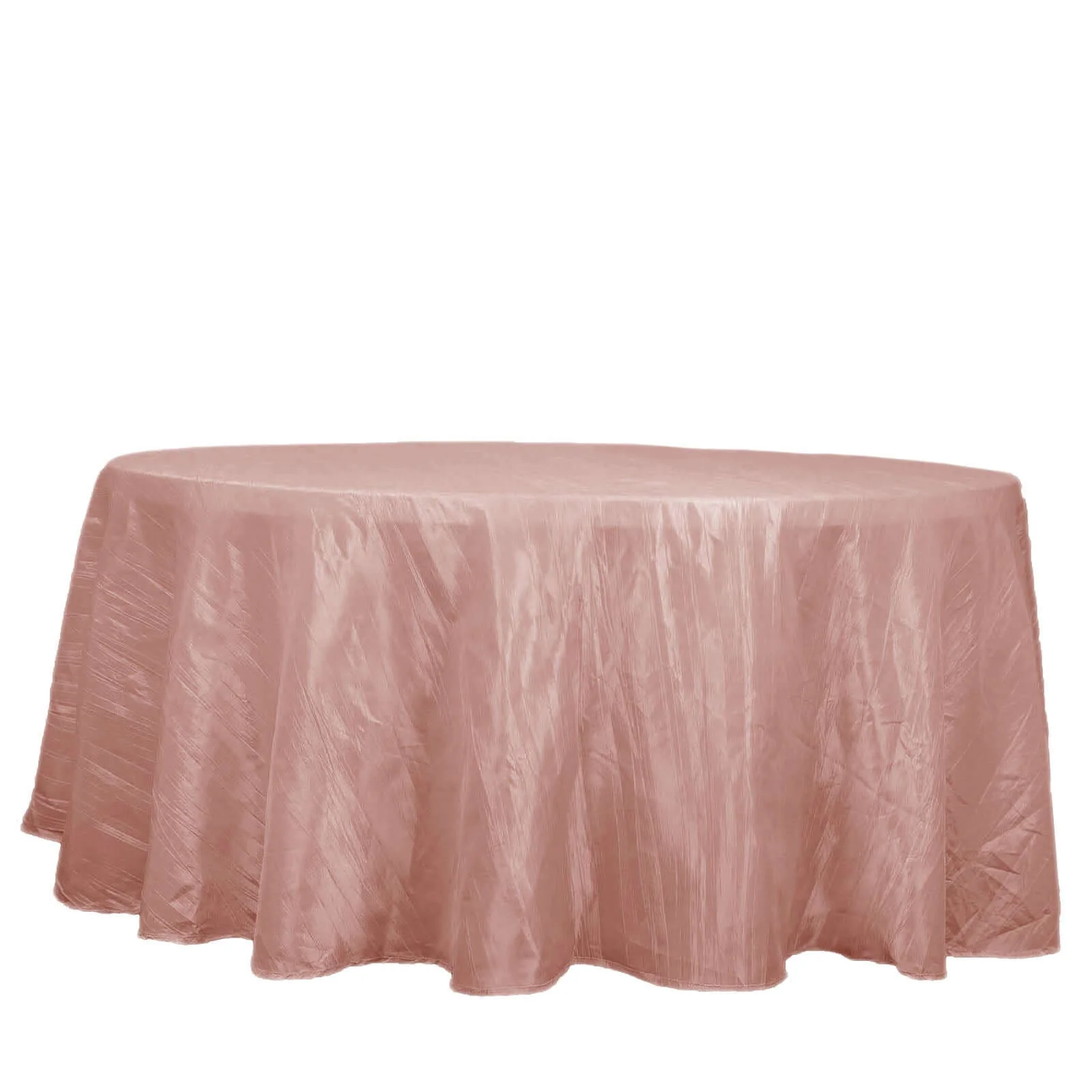 Taffeta Round Tablecloth 120" Dusty Rose with Accordion Crinkle Design - Seamless Finish - Image 7
