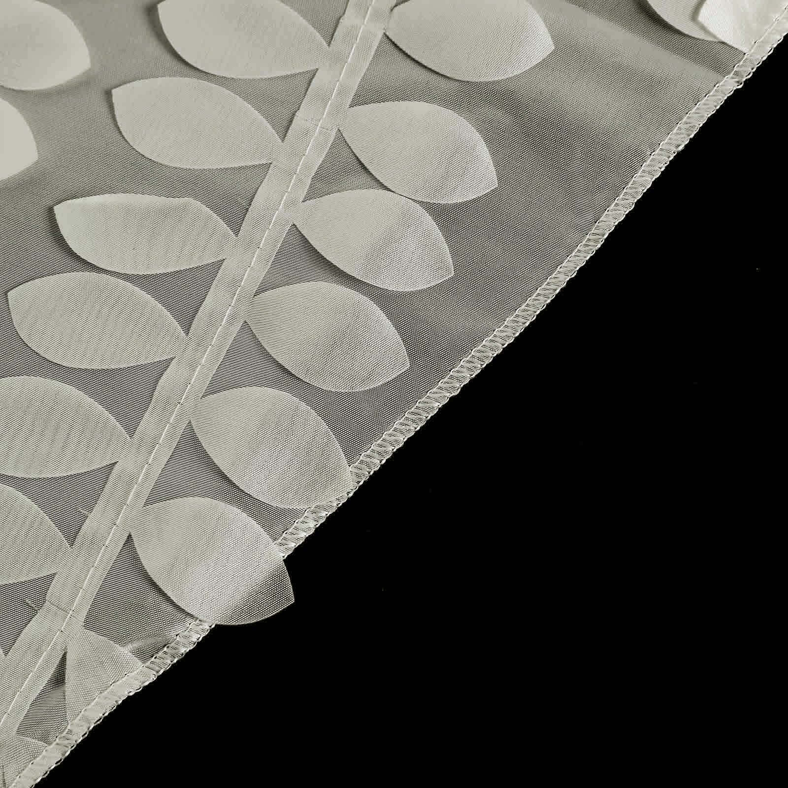 Taffeta Round Tablecloth 120" Ivory - 3D Leaf Petal Seamless Table Cover - Image 7