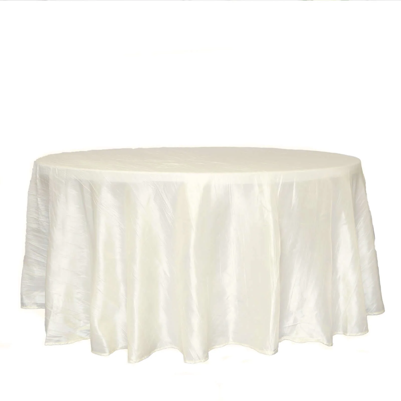 Taffeta Round Tablecloth 120" Ivory with Accordion Crinkle Design - Seamless Finish - Image 6