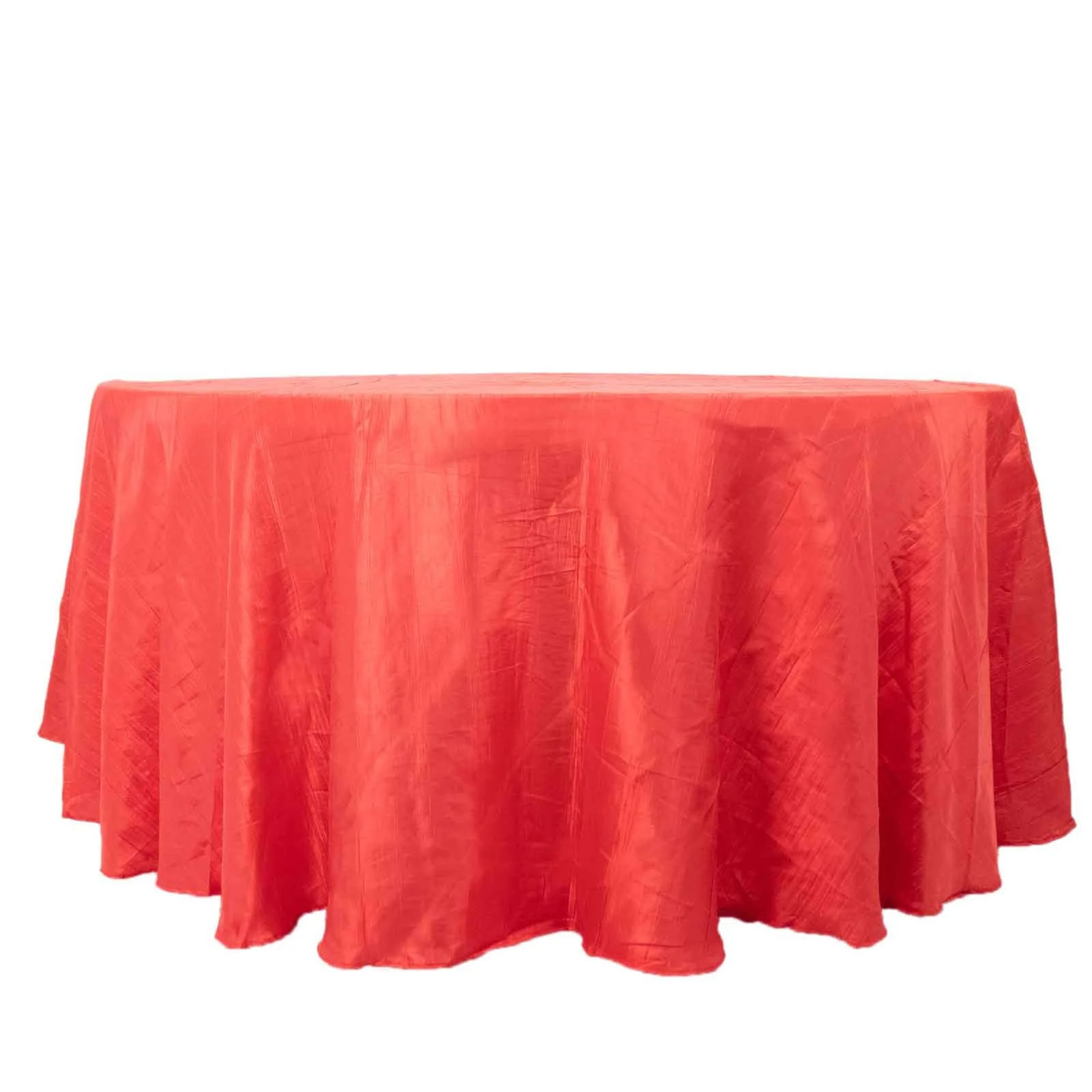 Taffeta Round Tablecloth 120" Red with Accordion Crinkle Design - Seamless Finish - Image 6