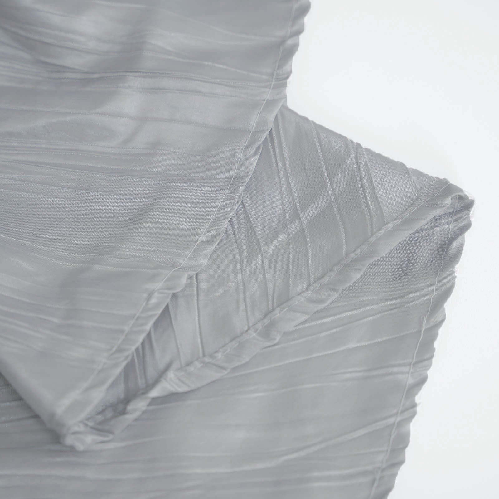 Taffeta Round Tablecloth 120" Silver with Accordion Crinkle Design - Seamless Finish - Image 11