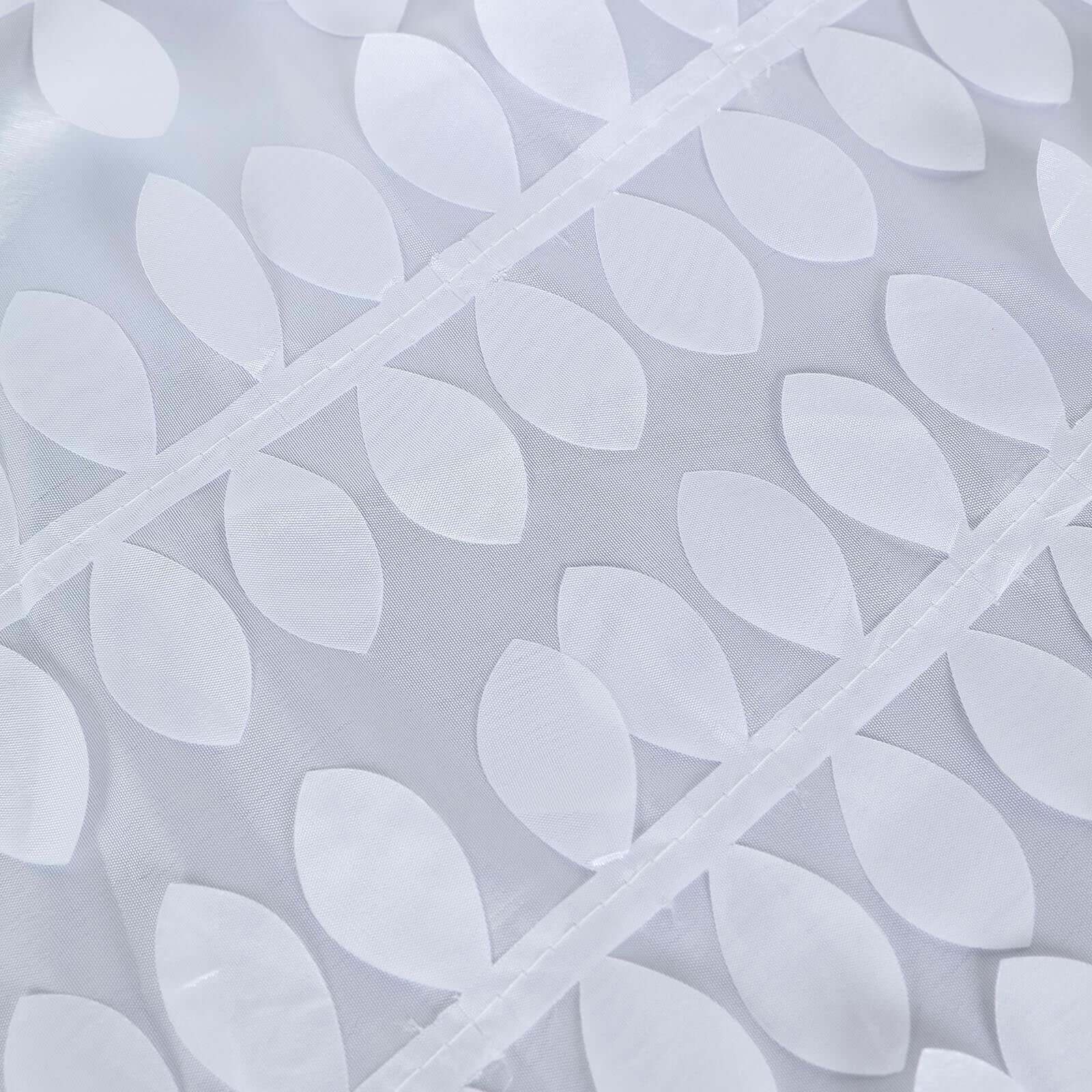 Taffeta Round Tablecloth 120" White - 3D Leaf Petal Design Seamless Table Cover for Upscale Gatherings - Image 8