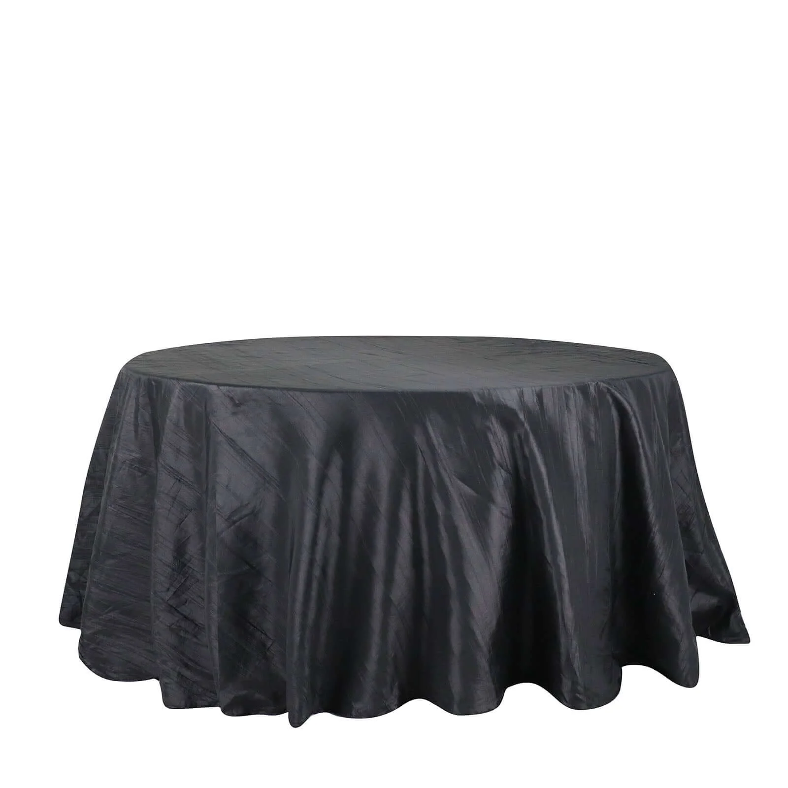 Taffeta Round Tablecloth 132" Black Accordion Crinkle Table Cover - Image 6