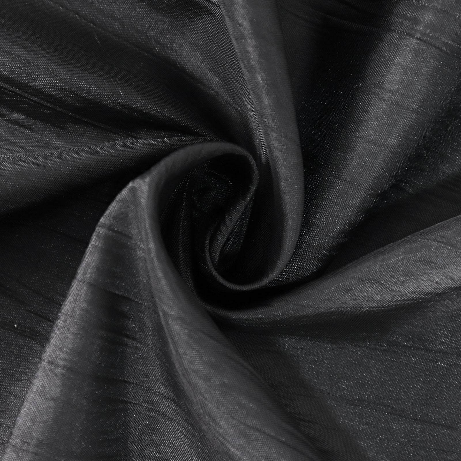 Taffeta Round Tablecloth 132" Black Accordion Crinkle Table Cover - Image 8