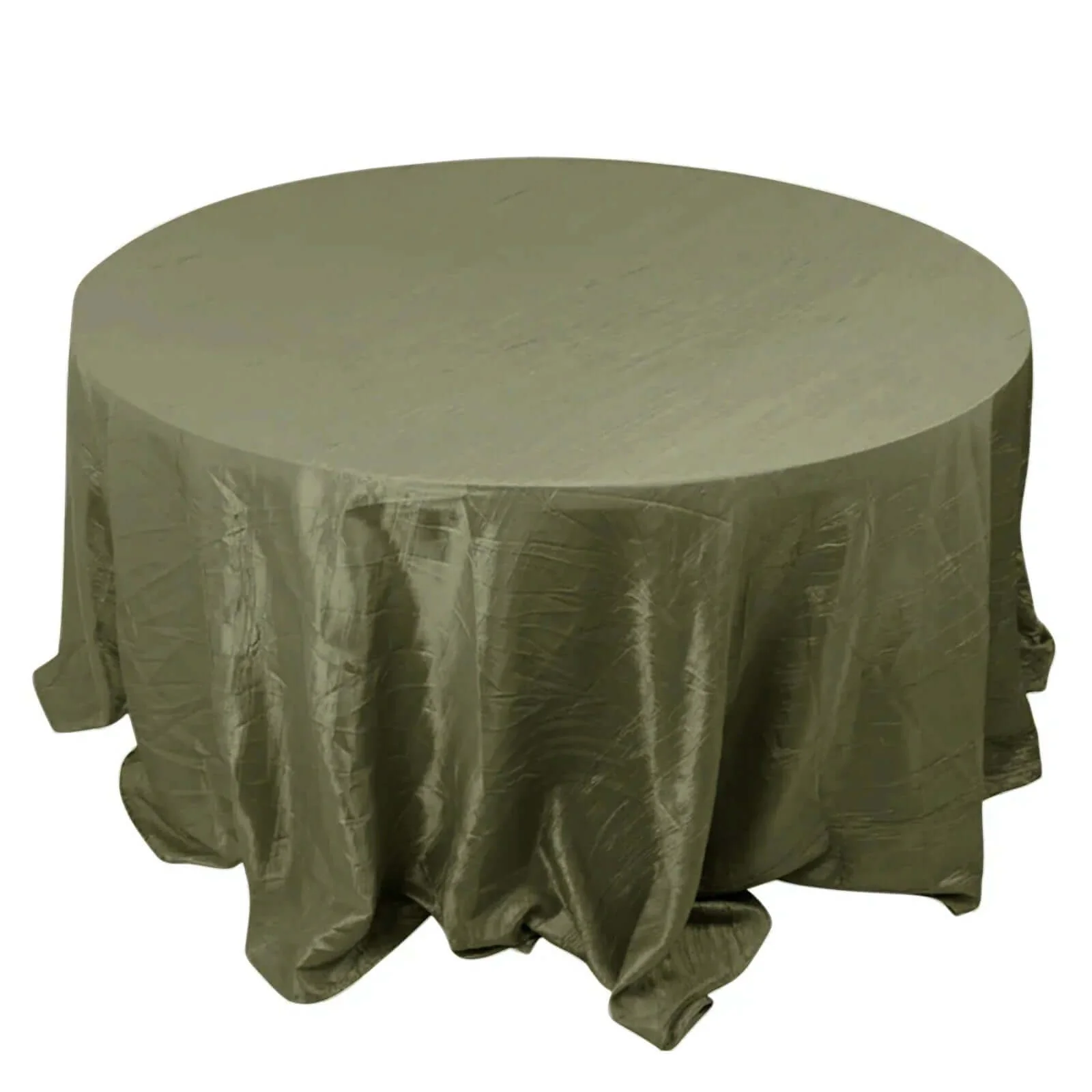 Taffeta Round Tablecloth 132" Dusty Sage Green Accordion Crinkle Table Cover - Image 3