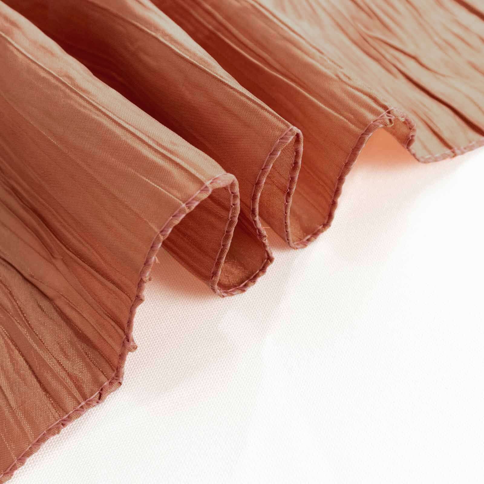 Taffeta Round Tablecloth 132" Terracotta (Rust) Accordion Crinkle Table Cover - Image 12