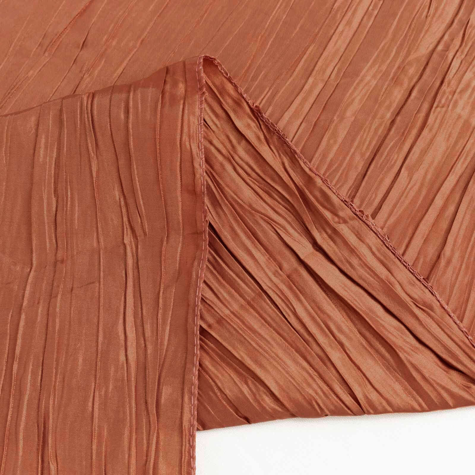 Taffeta Round Tablecloth 132" Terracotta (Rust) Accordion Crinkle Table Cover - Image 13