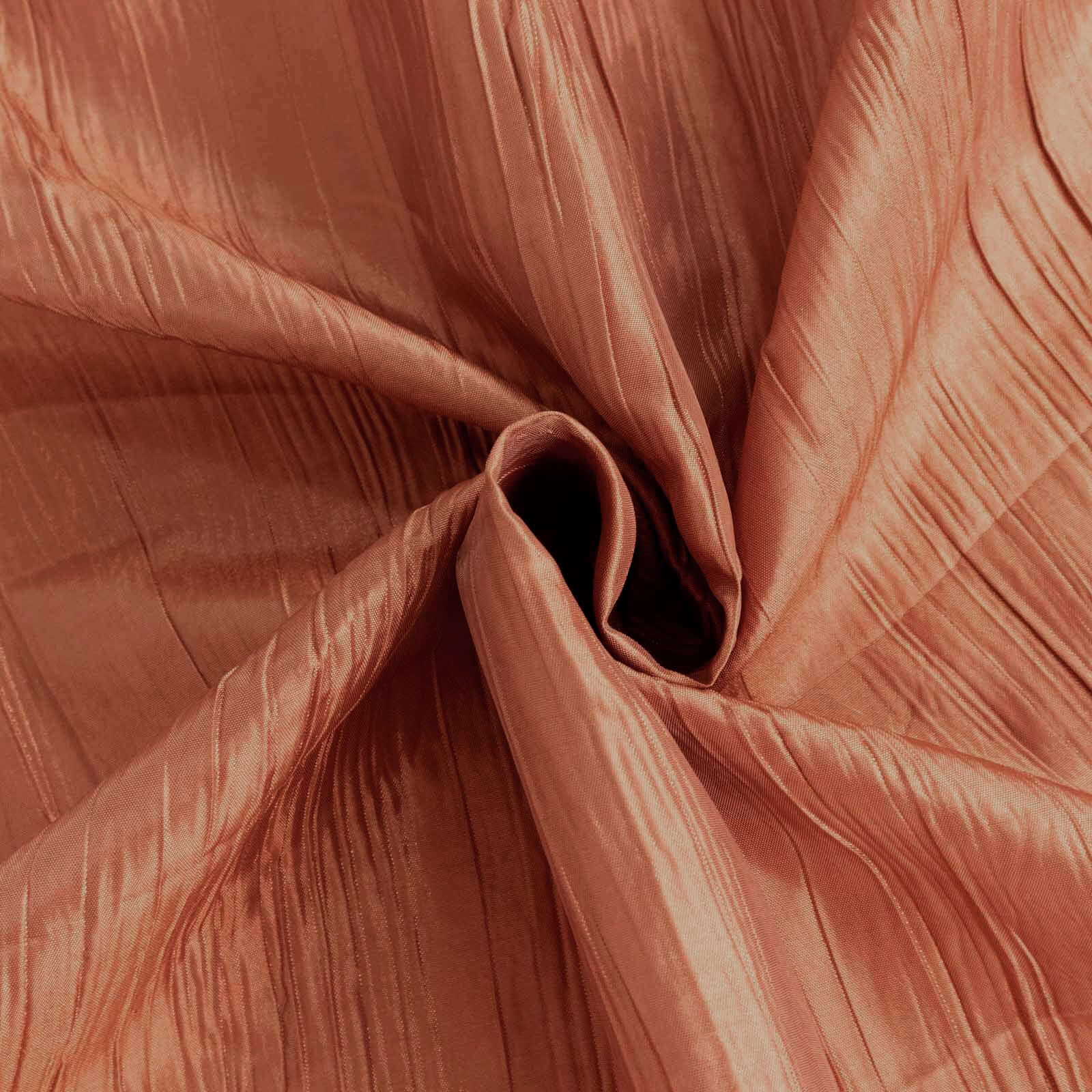 Taffeta Round Tablecloth 132" Terracotta (Rust) Accordion Crinkle Table Cover - Image 14