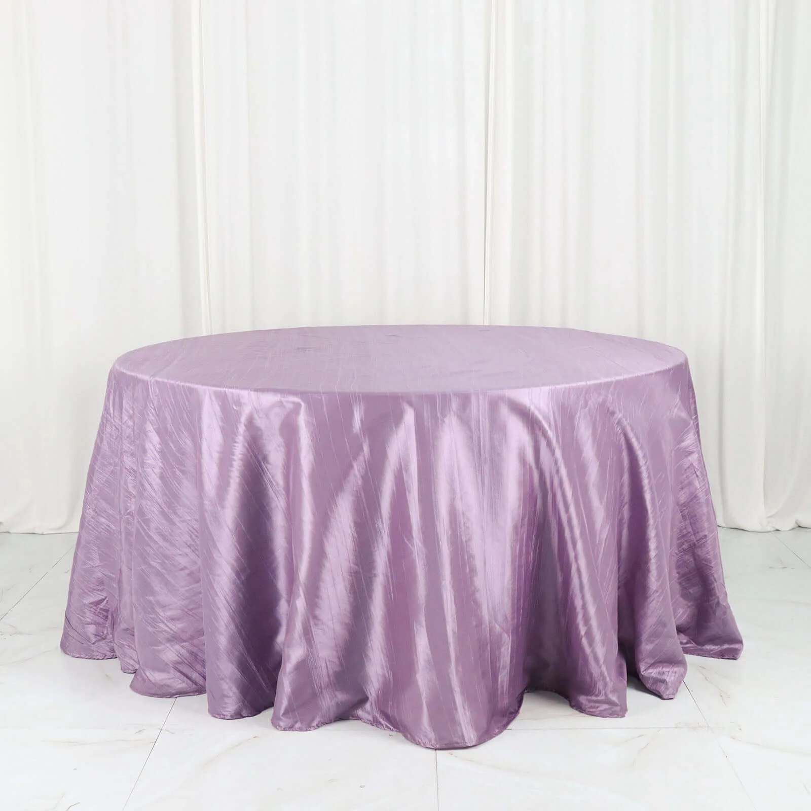 Taffeta Round Tablecloth 132" Violet Amethyst Accordion Crinkle Table Cover - Image 6