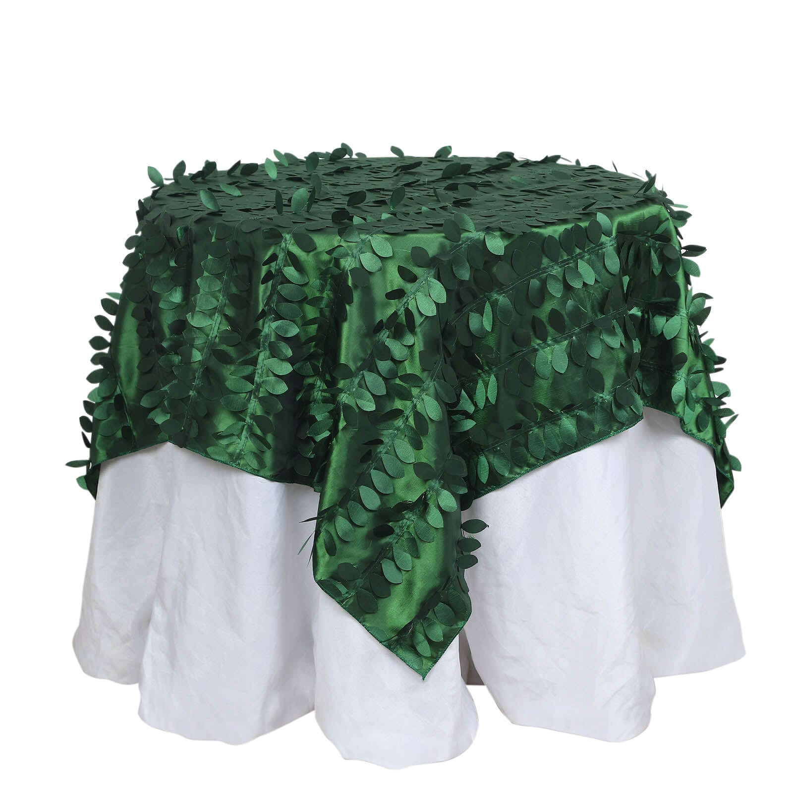 Taffeta Square Table Overlay 54"x54" Green - 3D Leaf Petal Tablecloth Topper - Image 7
