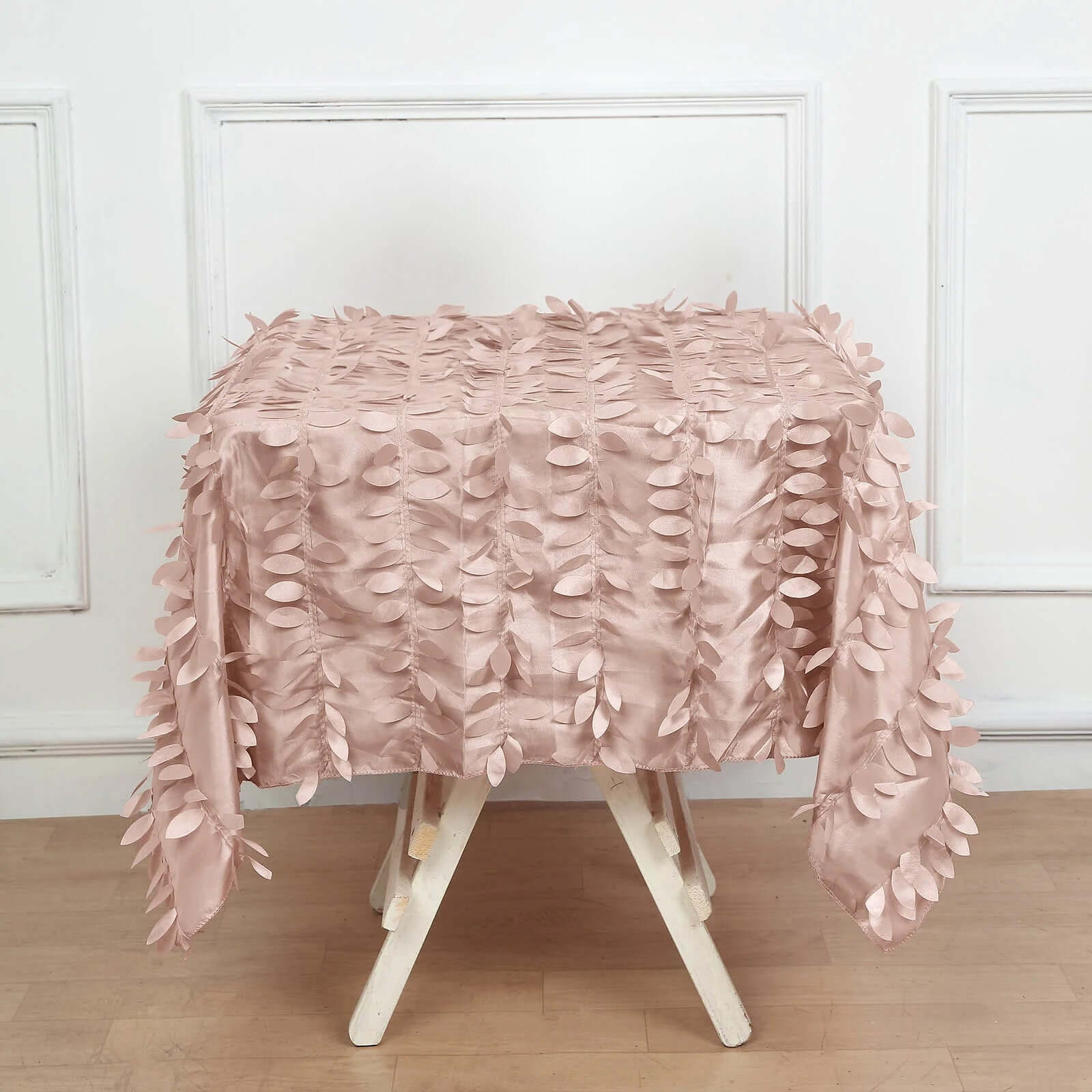 Taffeta Square Tablecloth 54"x54" Dusty Rose - 3D Leaf Petal Table Cover