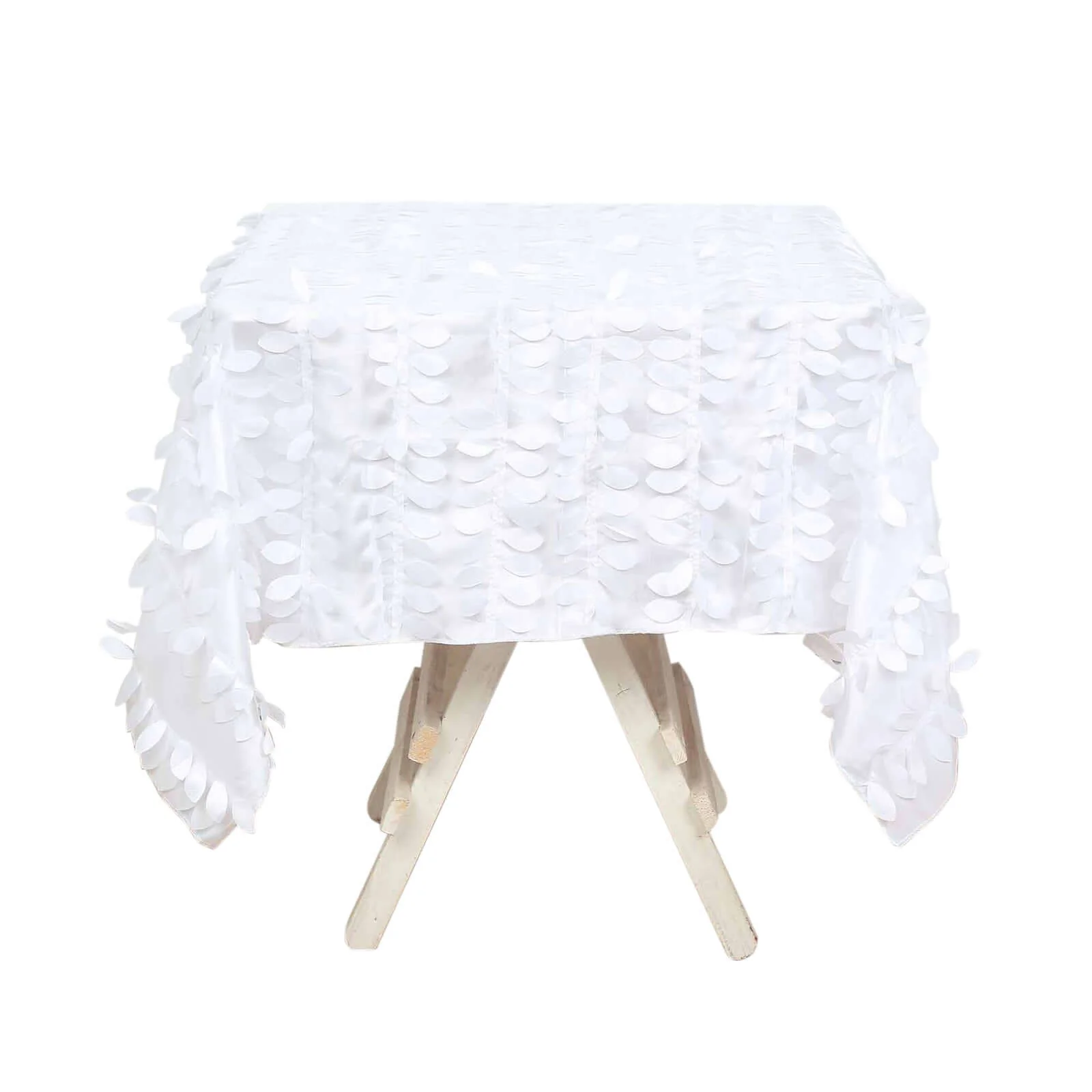 Taffeta Square Tablecloth 54"x54" White - 3D Leaf Petal Design for Upscale Gatherings - Image 7