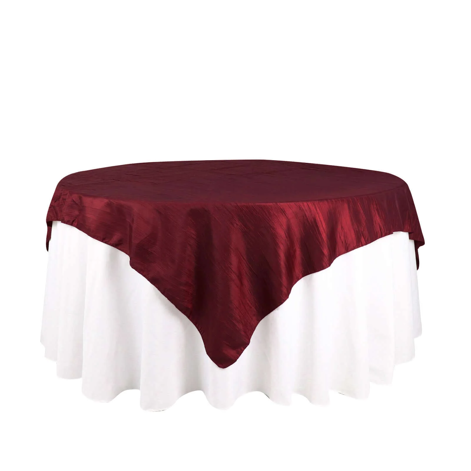 Taffeta Table Overlay 72"x72" Burgundy - Accordion Crinkle Table Topper - Image 7