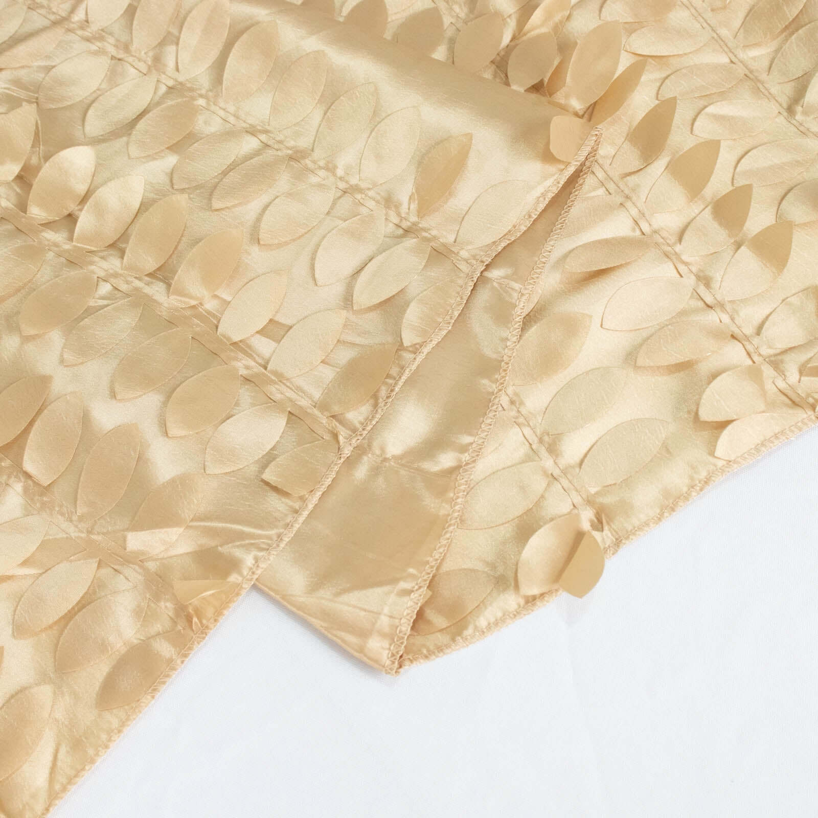 Taffeta Table Overlay 72"x72" Champagne - 3D Leaf Petal Table Topper - Image 10