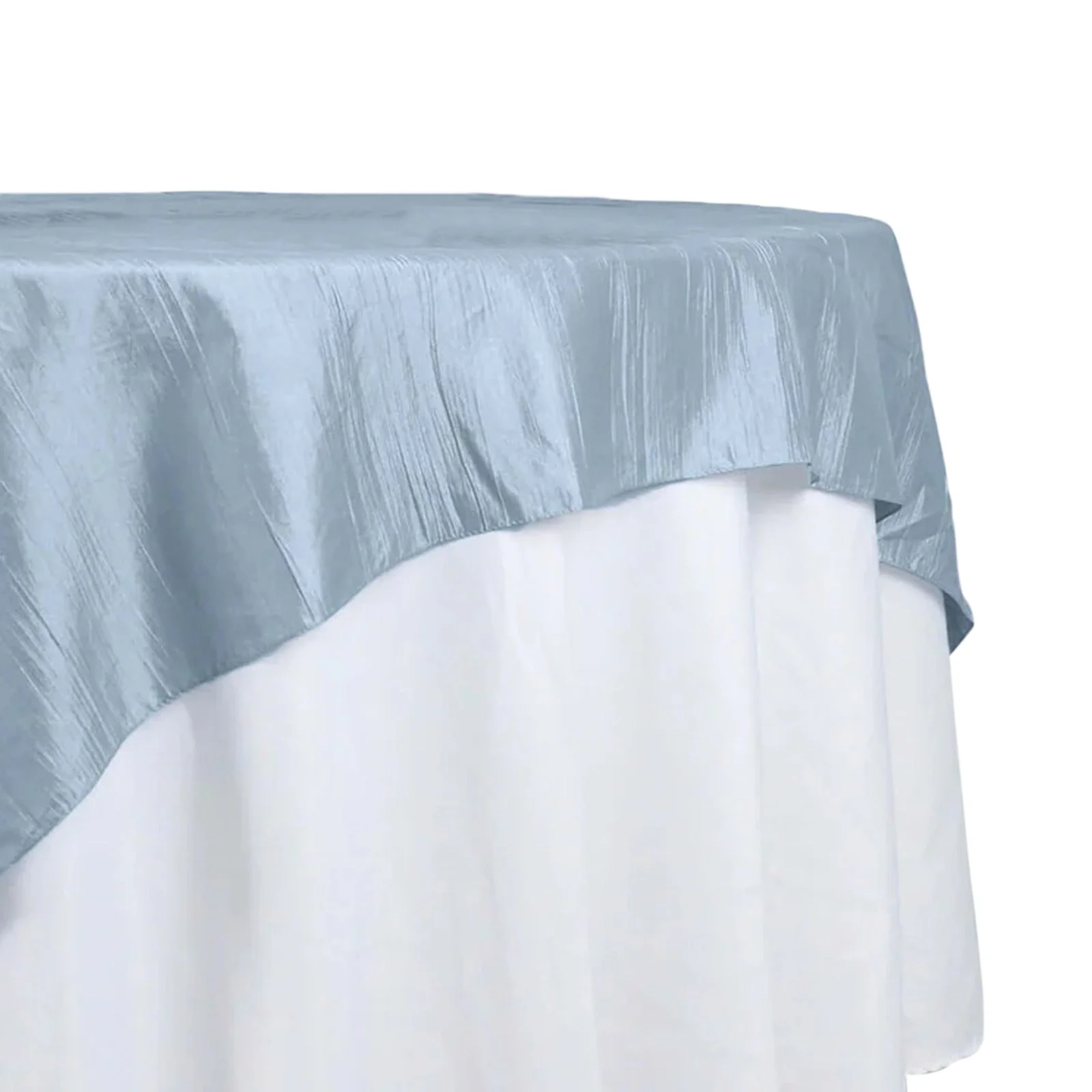 Taffeta Table Overlay 72"x72" Dusty Blue - Accordion Crinkle Table Topper