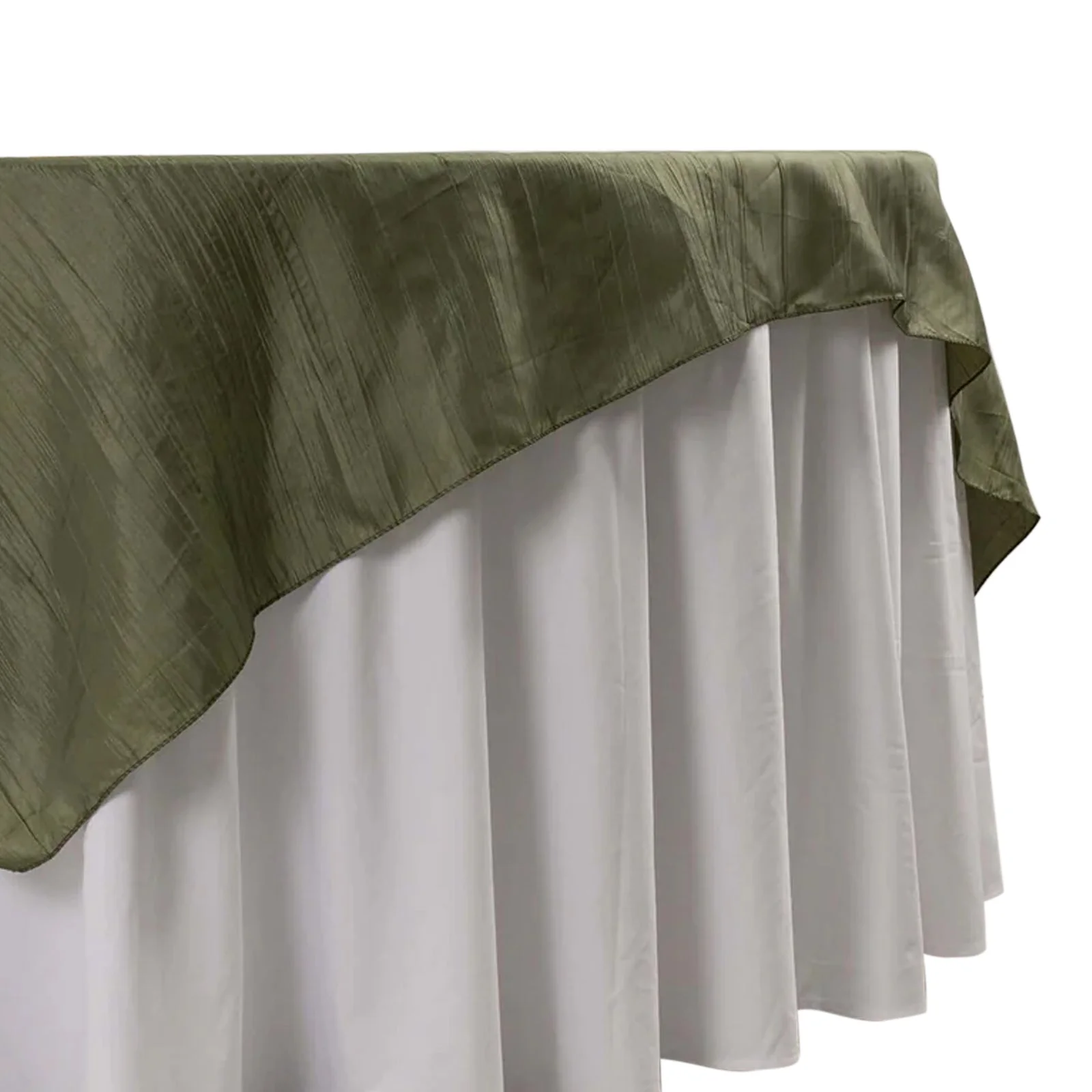 Taffeta Table Overlay 72"x72" Dusty Sage Green - Accordion Crinkle Table Topper