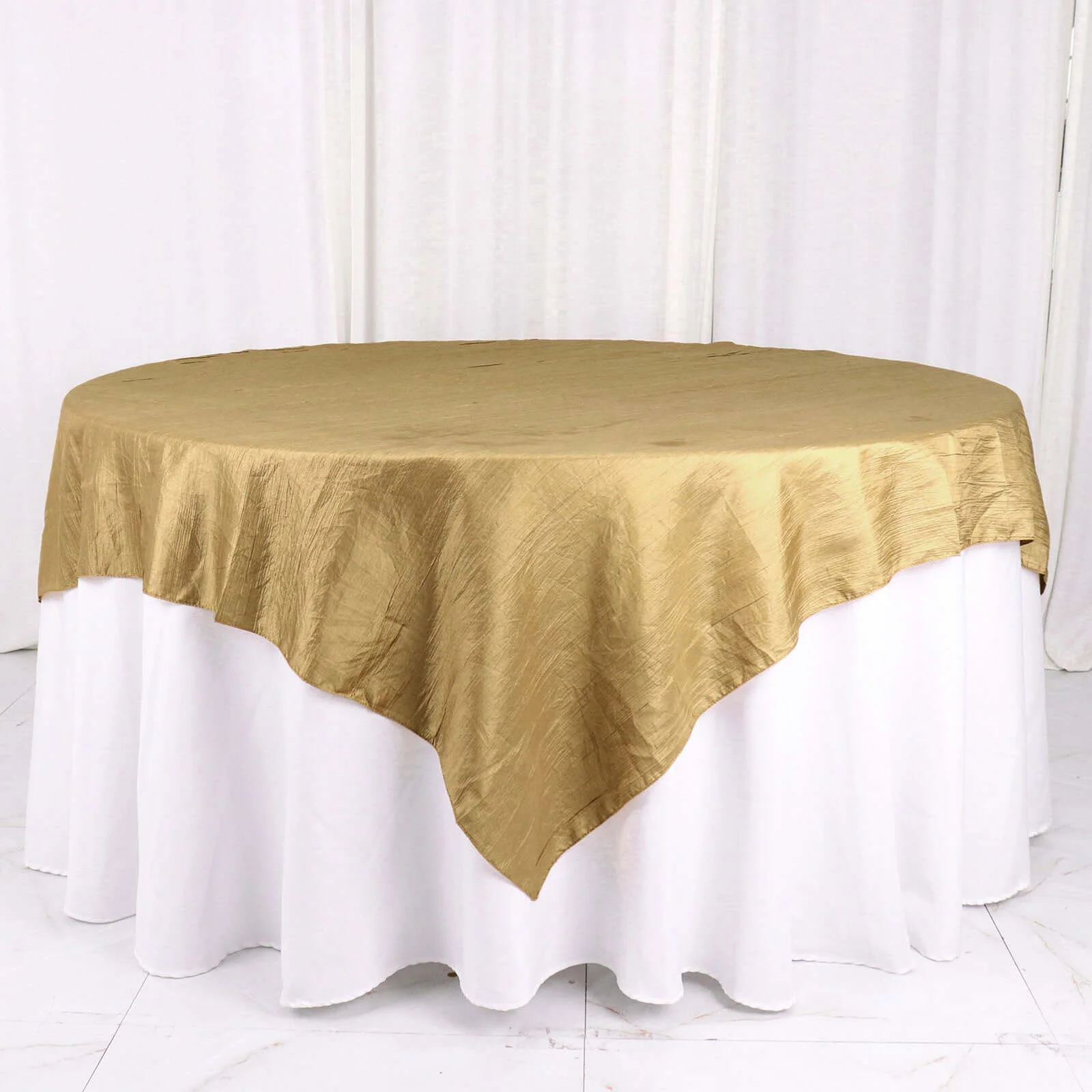Taffeta Table Overlay 72"x72" Gold with Accordion Crinkle Design - Stylish Decor for Special Occasions - Image 6